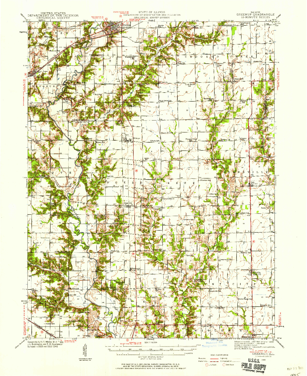 USGS 1:62500-SCALE QUADRANGLE FOR GREENUP, IL 1940