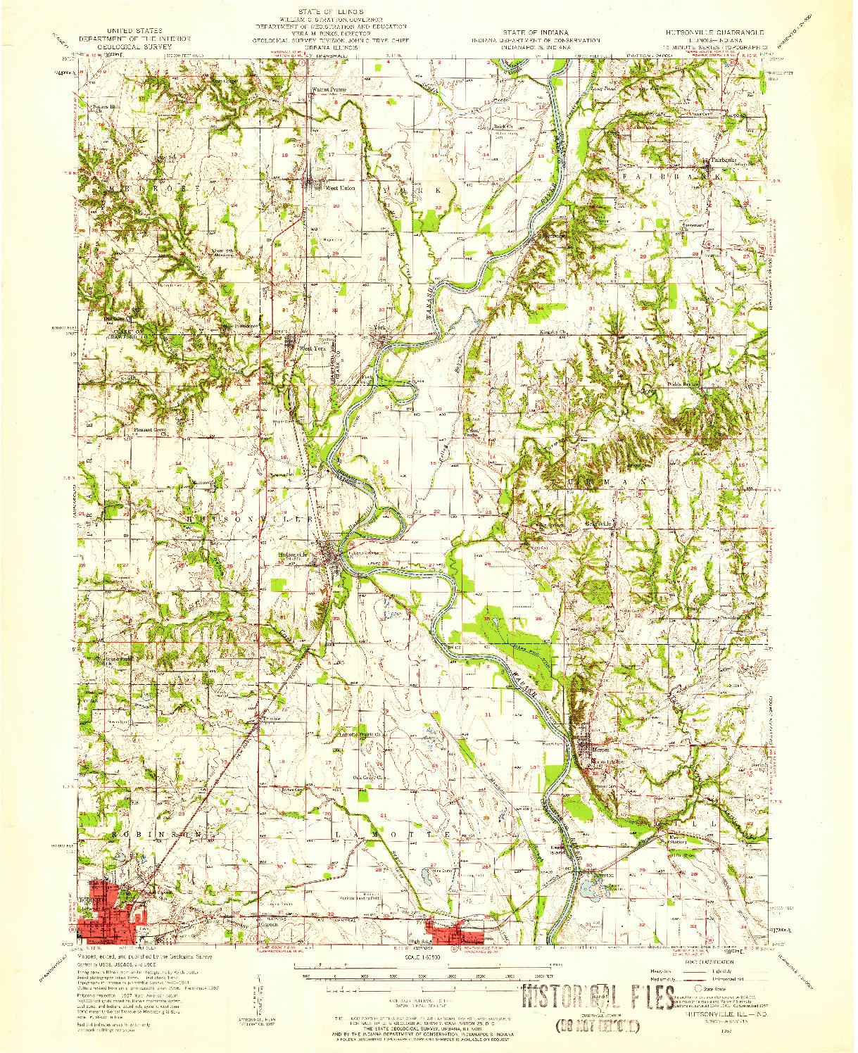 USGS 1:62500-SCALE QUADRANGLE FOR HUTSONVILLE, IL 1957