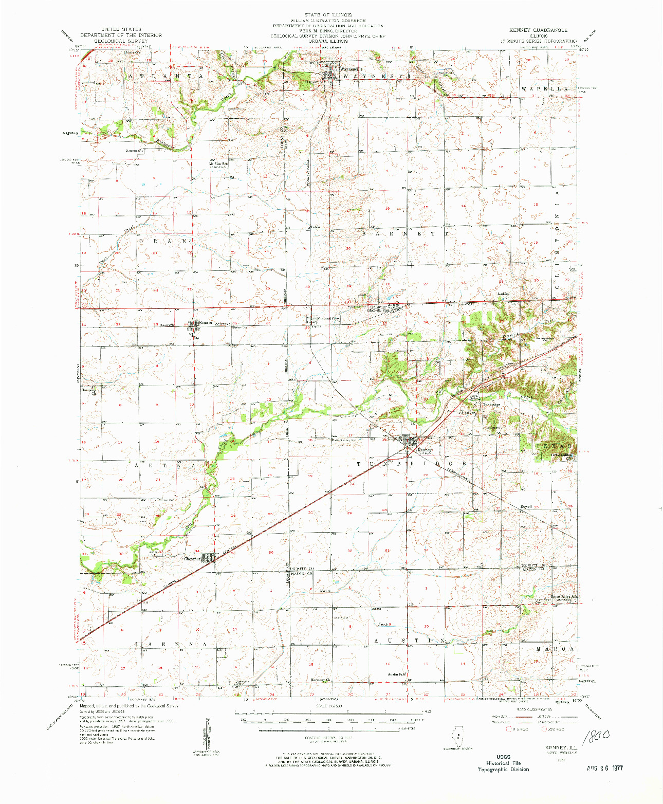 USGS 1:62500-SCALE QUADRANGLE FOR KENNEY, IL 1957
