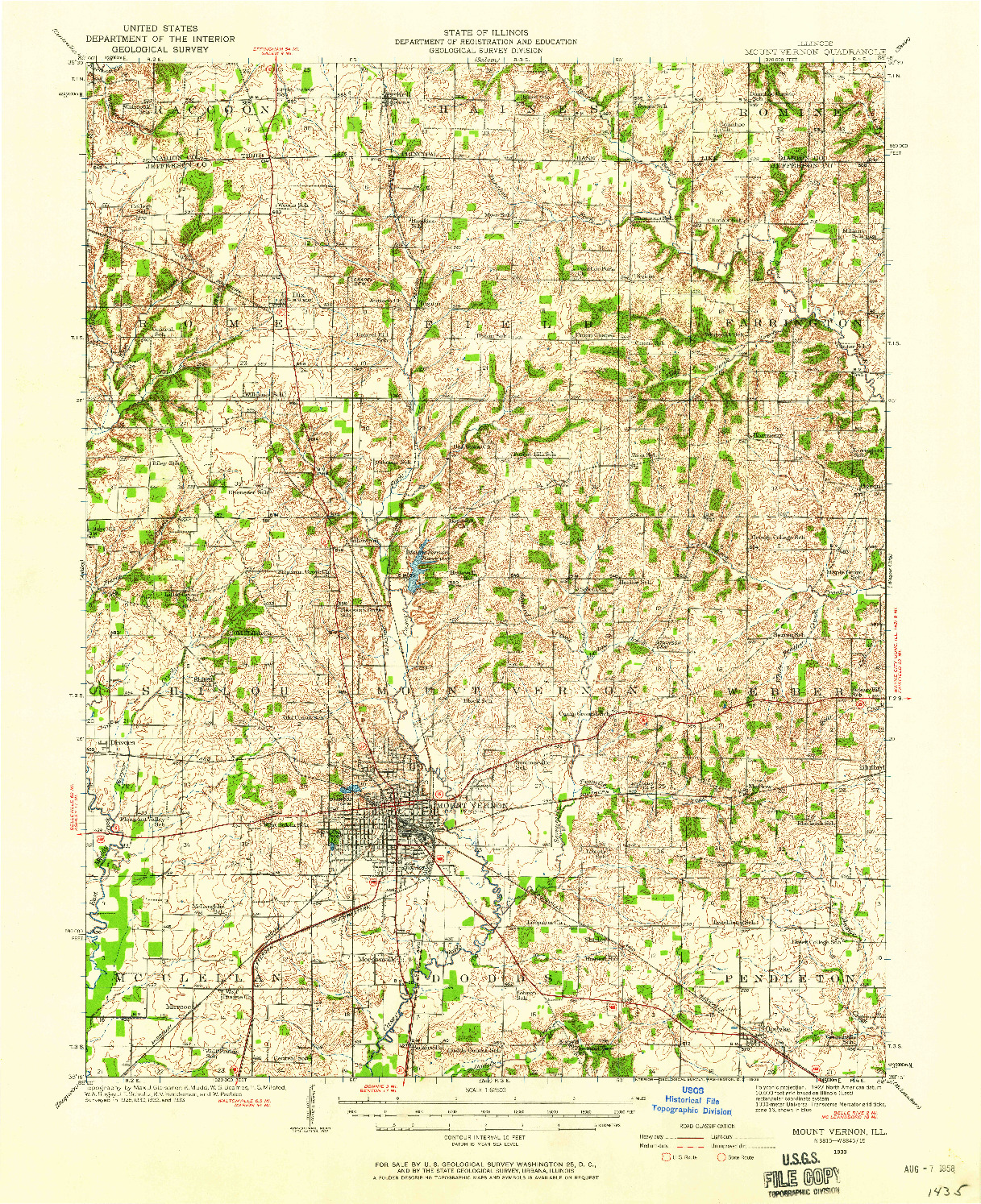 USGS 1:62500-SCALE QUADRANGLE FOR MOUNT VERNON, IL 1933