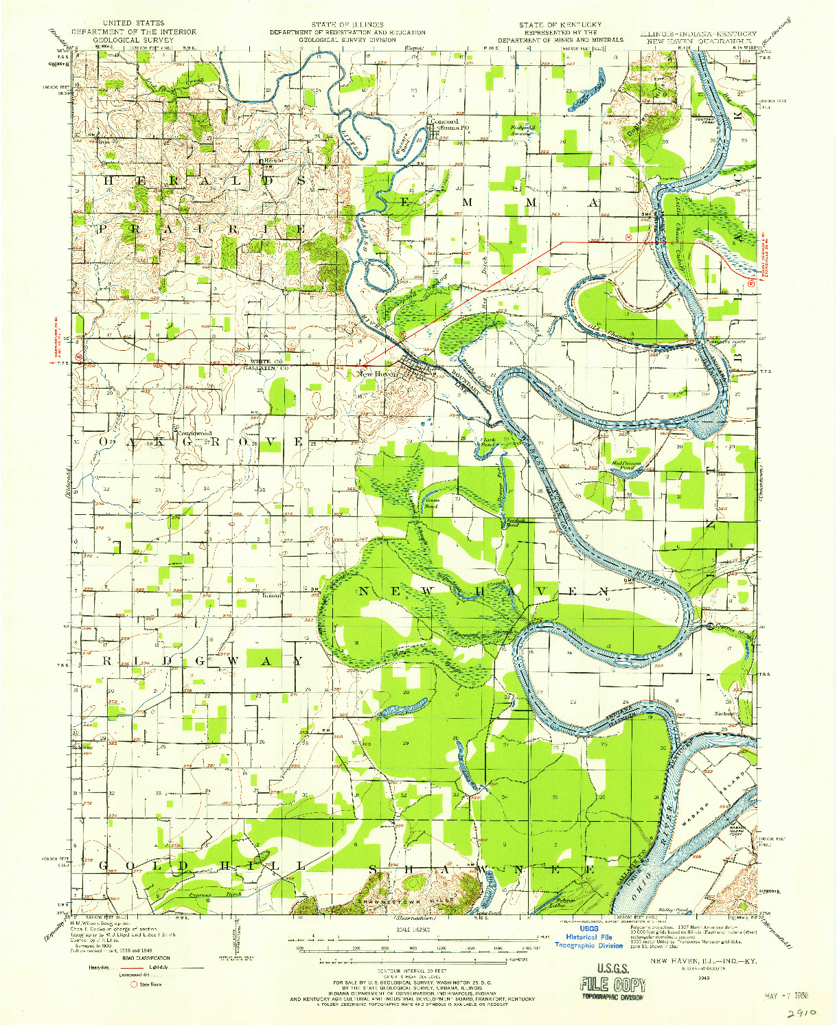 USGS 1:62500-SCALE QUADRANGLE FOR NEW HAVEN, IL 1949