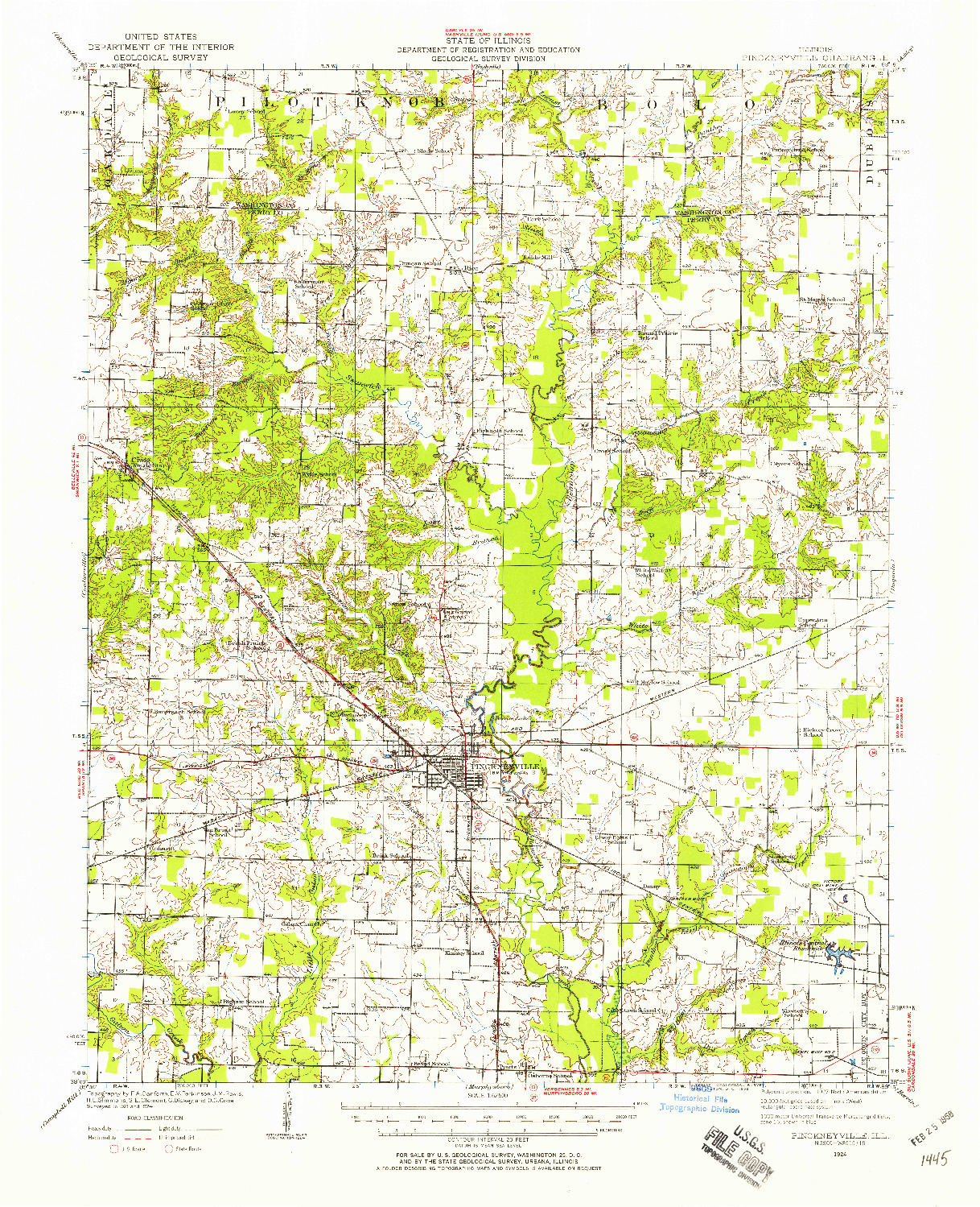 USGS 1:62500-SCALE QUADRANGLE FOR PINCKNEYVILLE, IL 1924