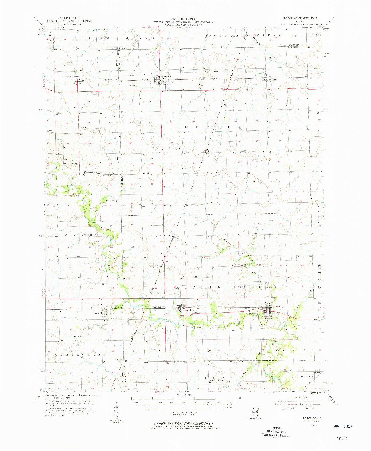 USGS 1:62500-SCALE QUADRANGLE FOR POTOMAC, IL 1957