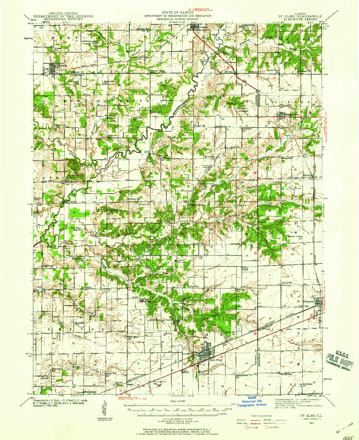 USGS 1:62500-SCALE QUADRANGLE FOR ST. ELMO, IL 1941