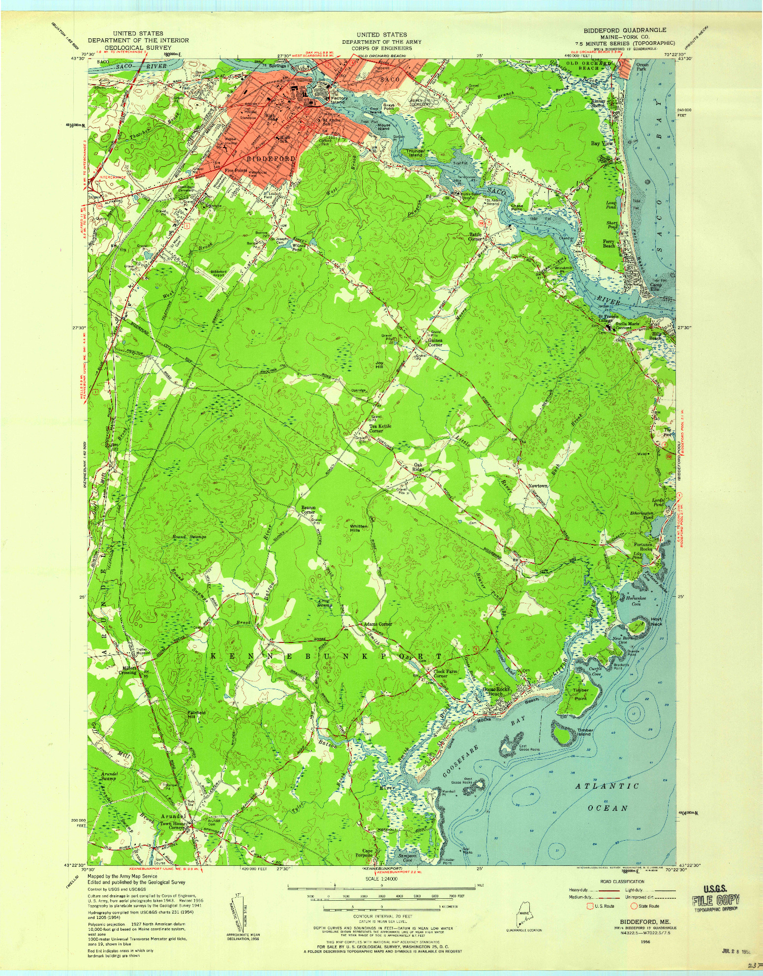 USGS 1:24000-SCALE QUADRANGLE FOR BIDDEFORD, ME 1956