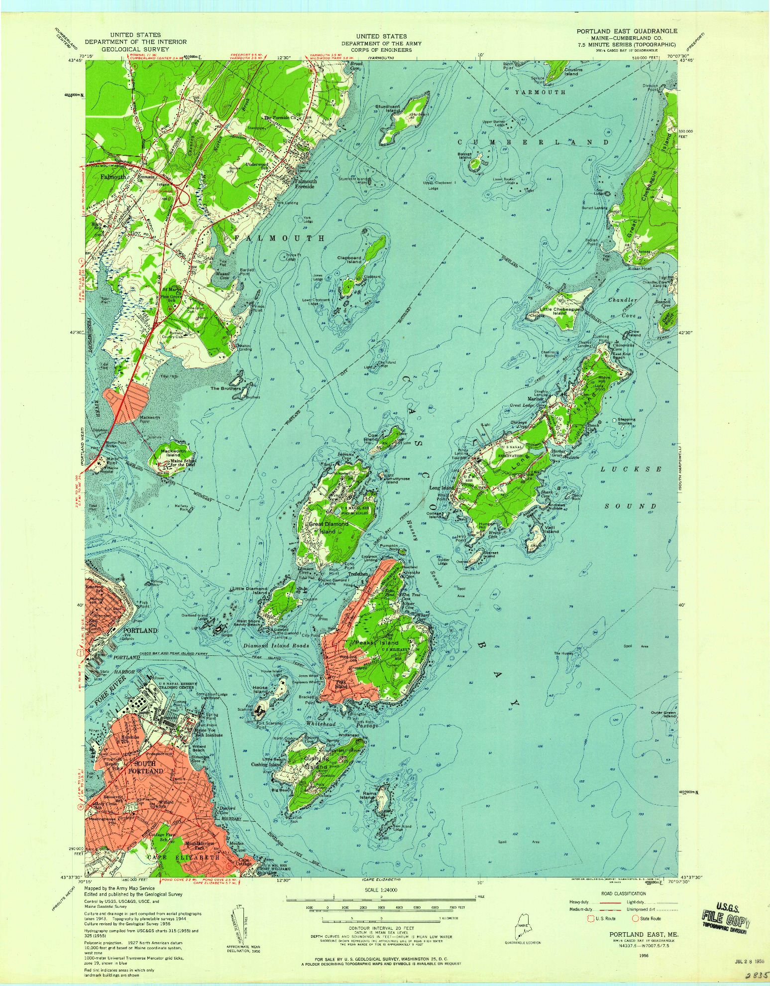 USGS 1:24000-SCALE QUADRANGLE FOR PORTLAND EAST, ME 1956