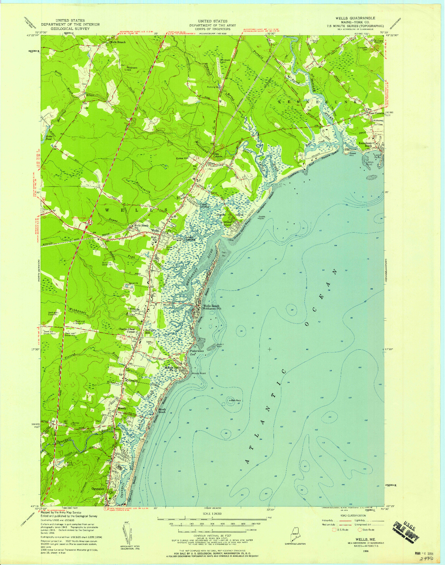 USGS 1:24000-SCALE QUADRANGLE FOR WELLS, ME 1956