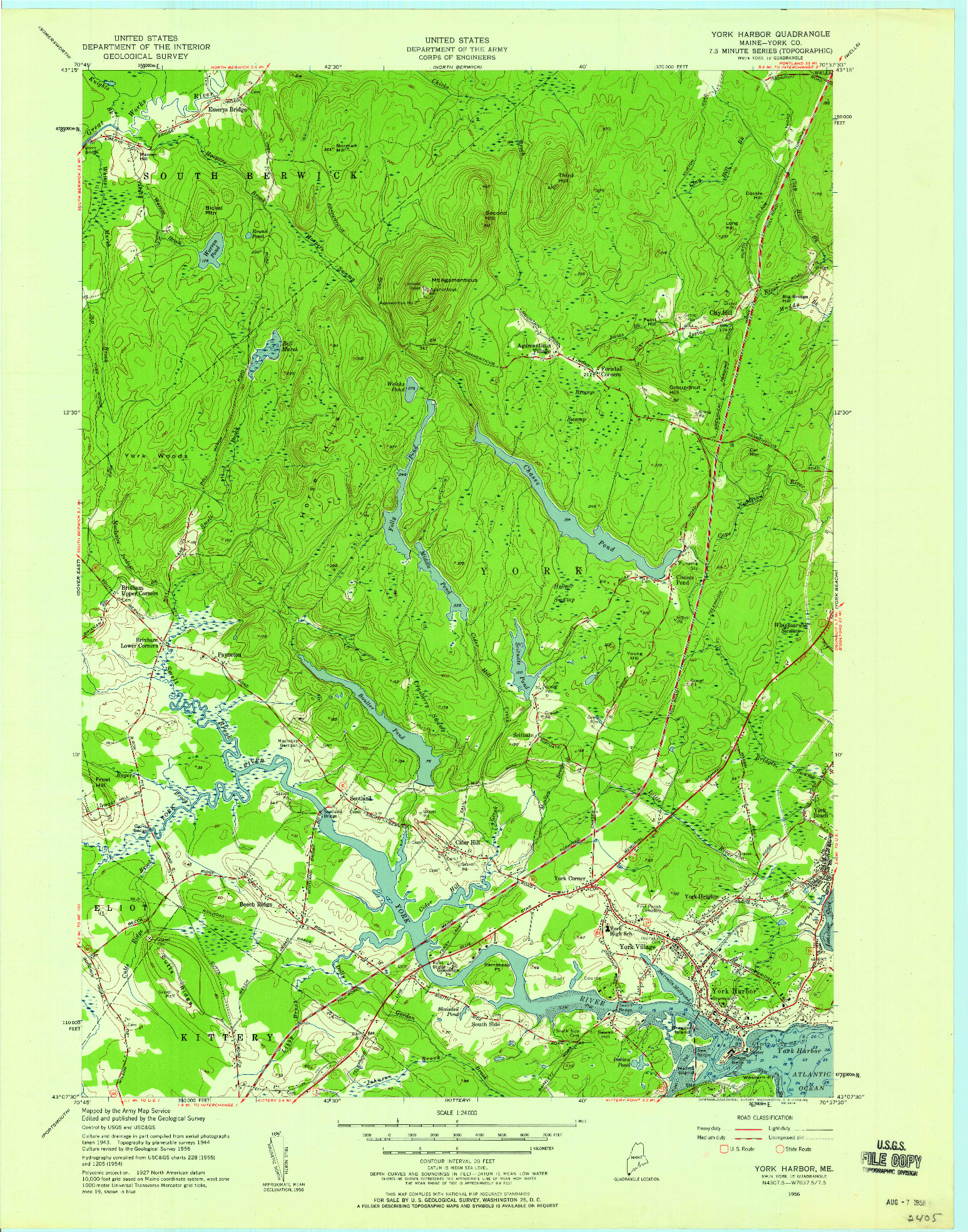 USGS 1:24000-SCALE QUADRANGLE FOR YORK HARBOR, ME 1956