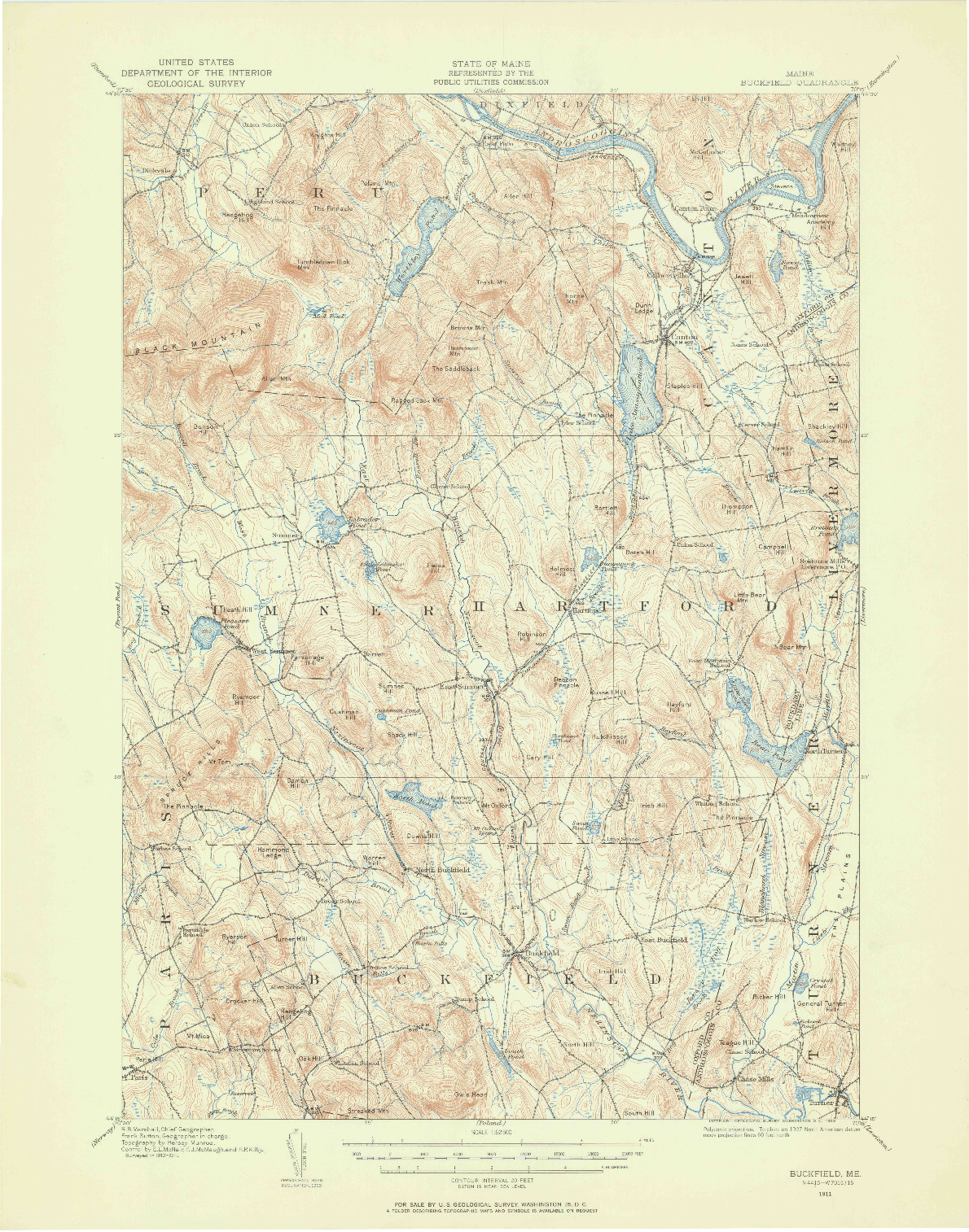 USGS 1:62500-SCALE QUADRANGLE FOR BUCKFIELD, ME 1911