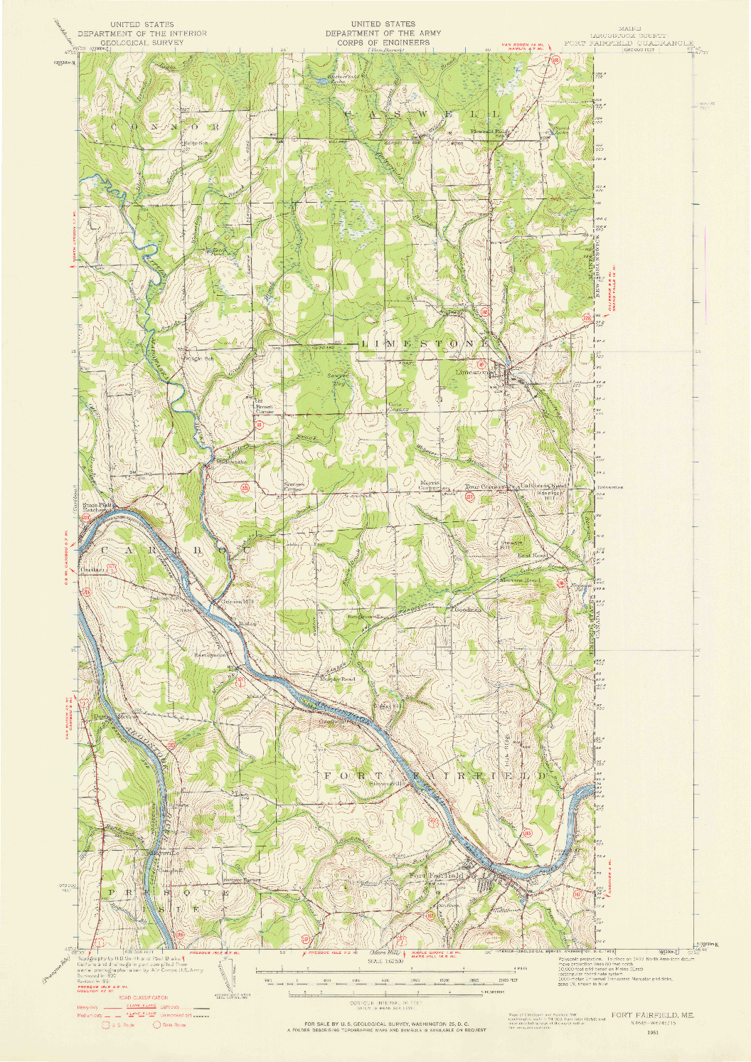 USGS 1:62500-SCALE QUADRANGLE FOR FORT FAIRFIELD, ME 1951