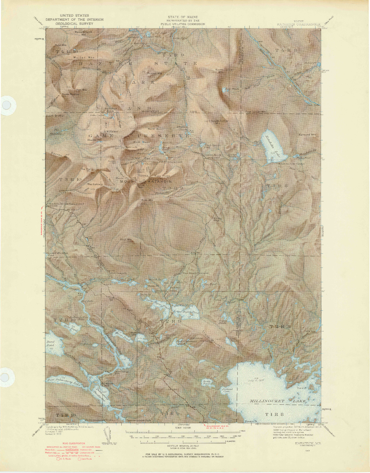 USGS 1:62500-SCALE QUADRANGLE FOR KATAHDIN, ME 1949