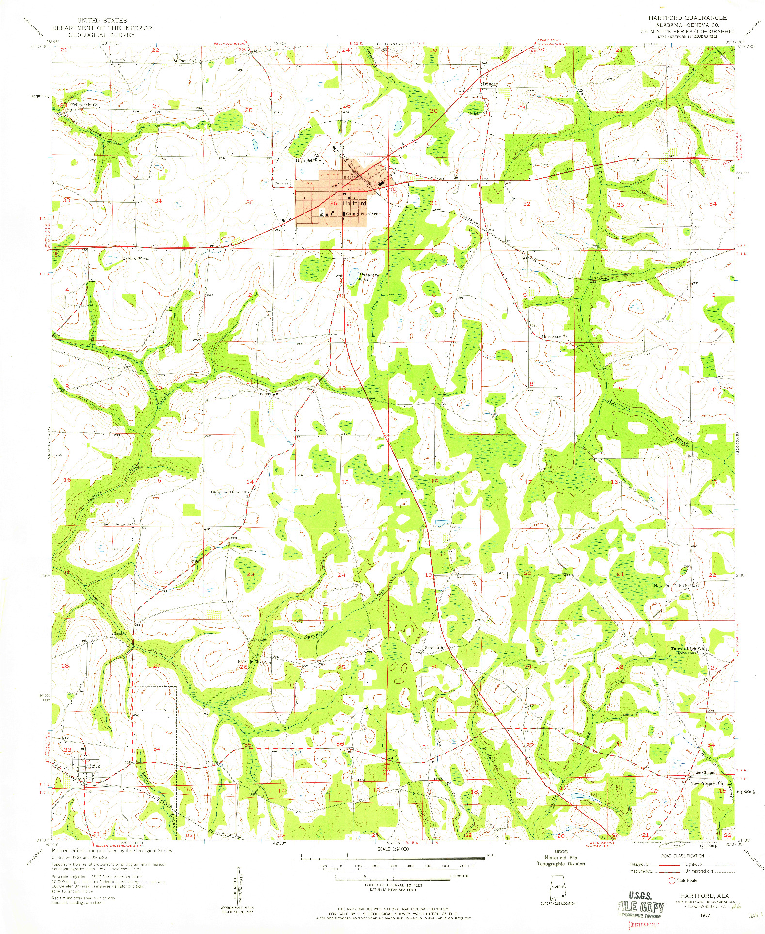 USGS 1:24000-SCALE QUADRANGLE FOR HARTFORD, AL 1957