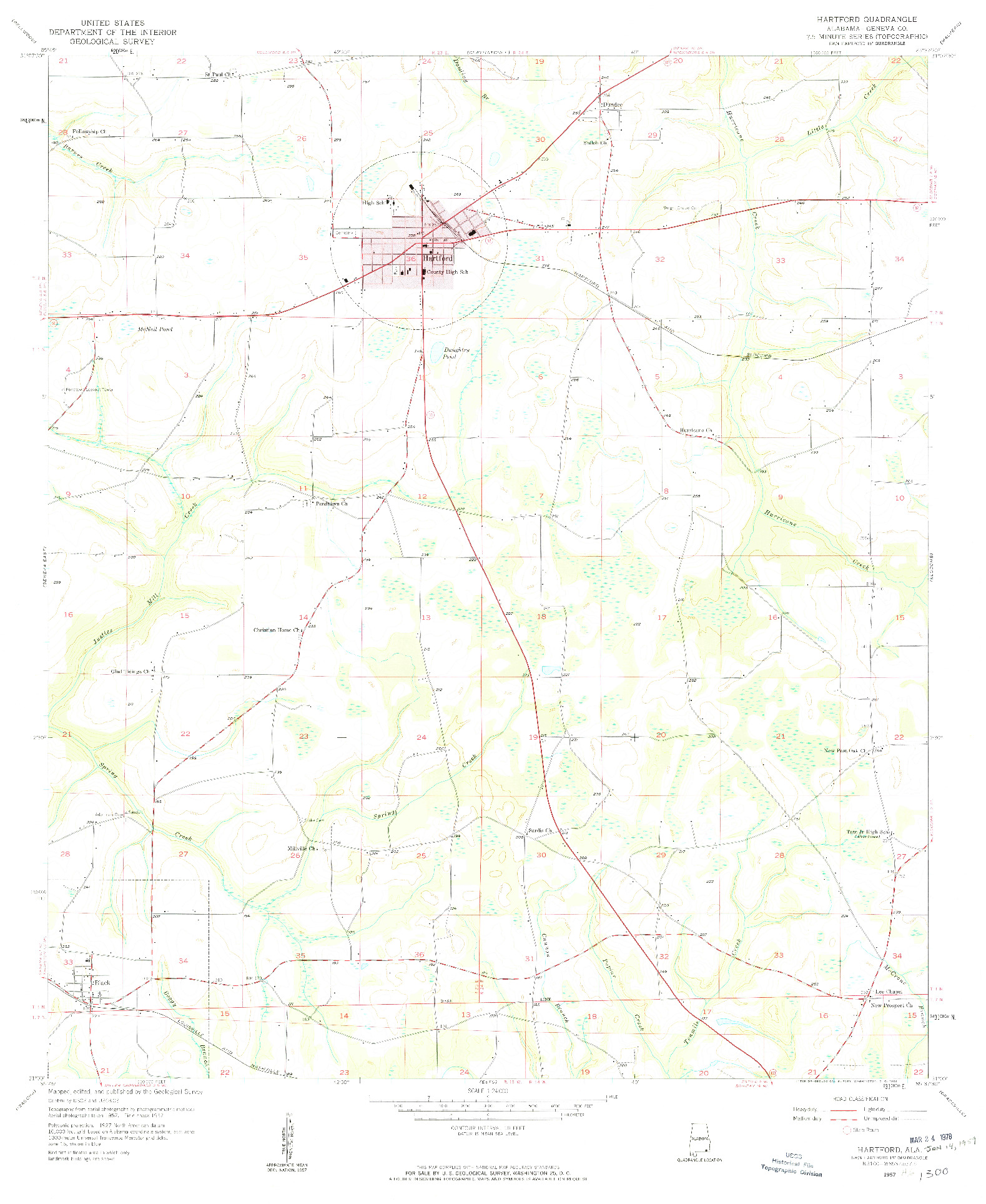 USGS 1:24000-SCALE QUADRANGLE FOR HARTFORD, AL 1957