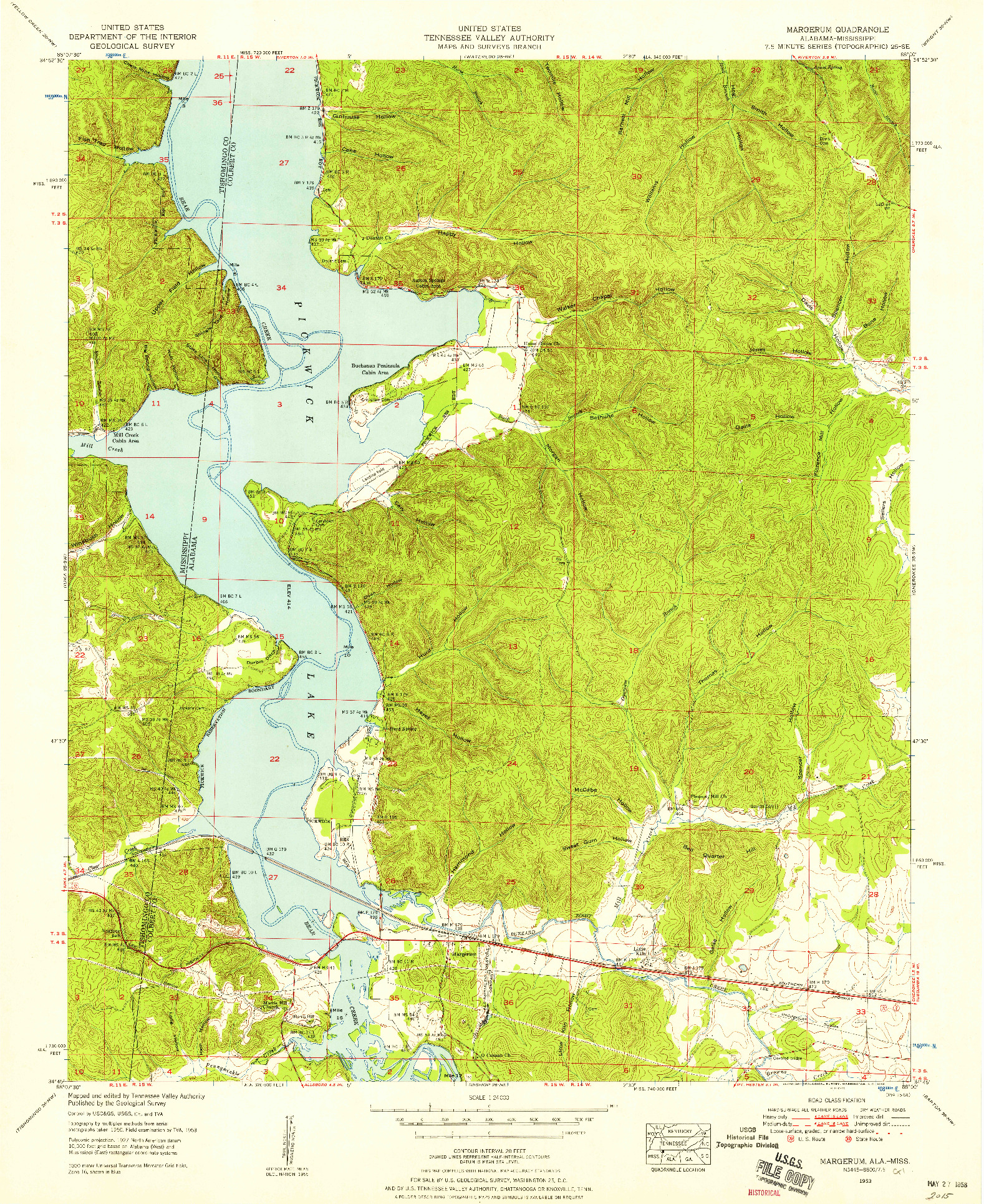 USGS 1:24000-SCALE QUADRANGLE FOR MARGERUM, AL 1953