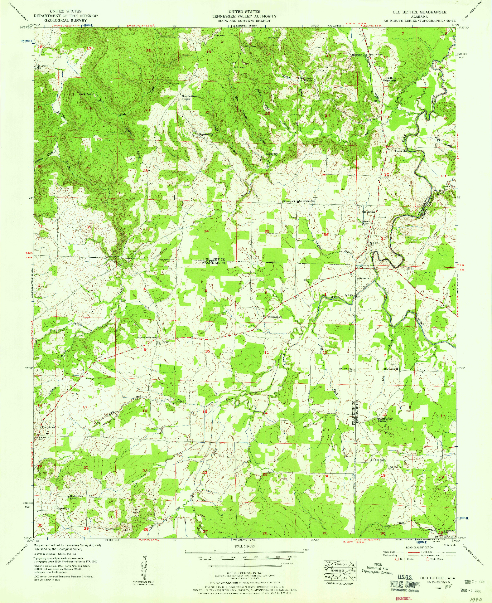 USGS 1:24000-SCALE QUADRANGLE FOR OLD BETHEL, AL 1957