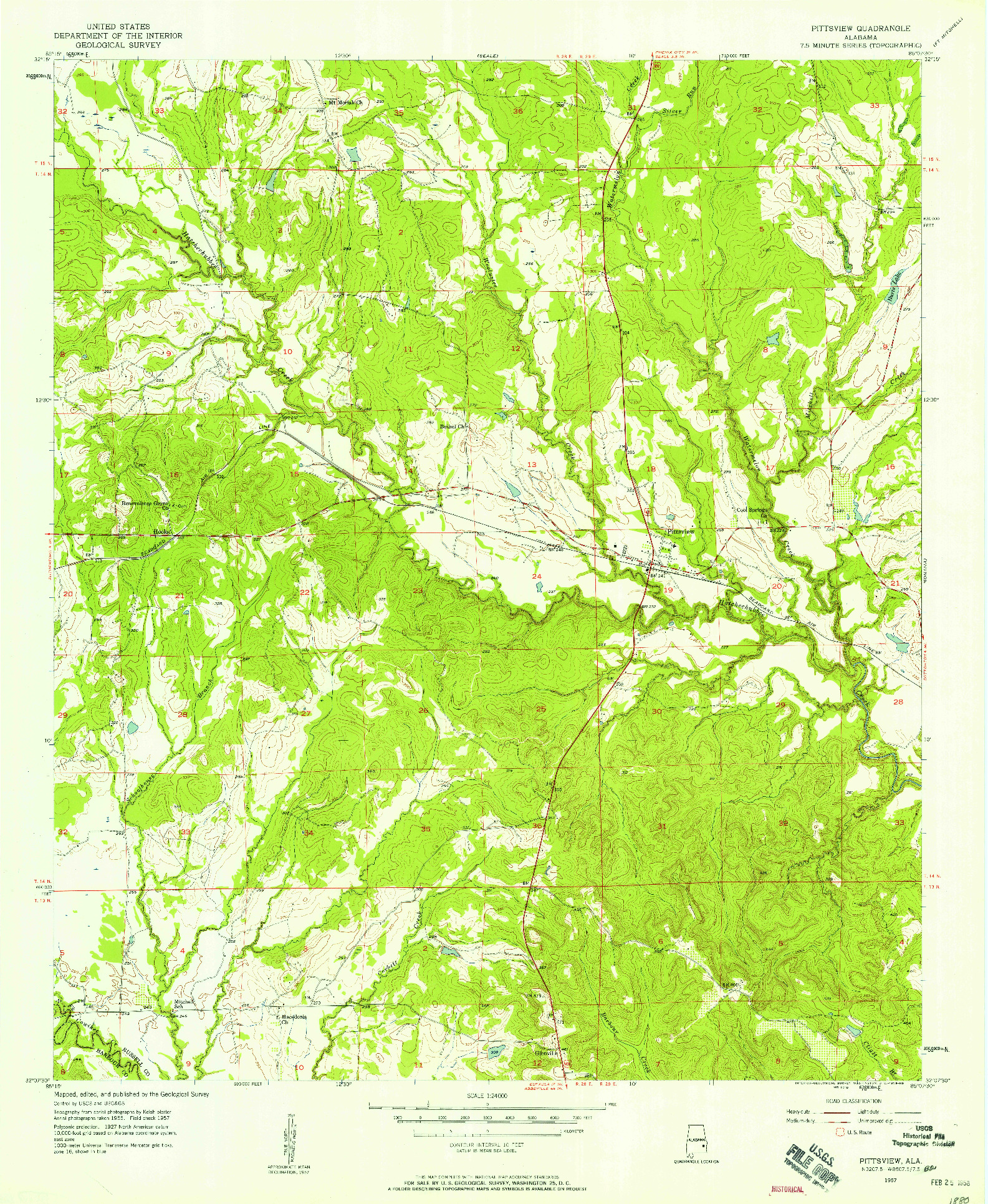 USGS 1:24000-SCALE QUADRANGLE FOR PITTSVIEW, AL 1957