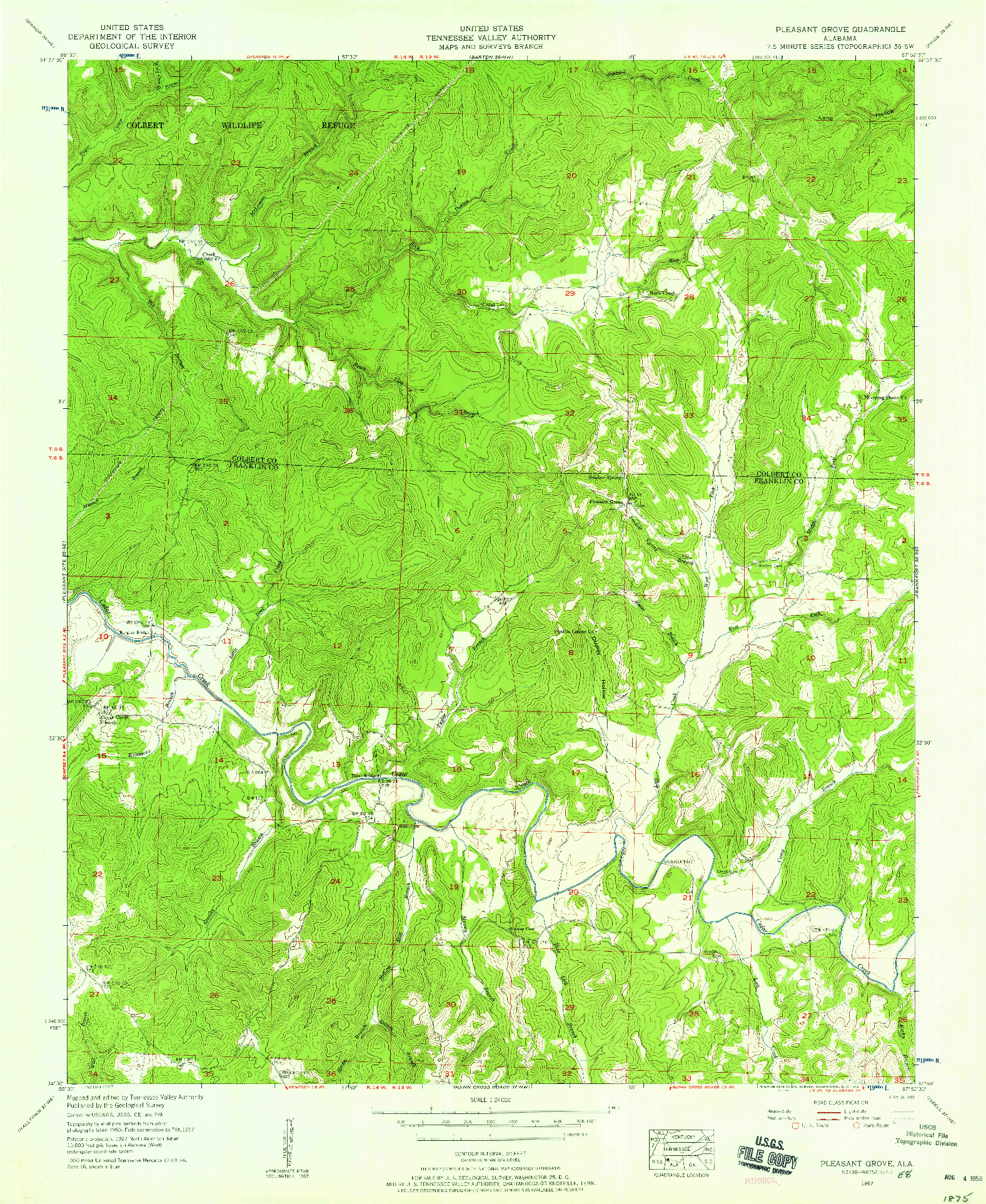 USGS 1:24000-SCALE QUADRANGLE FOR PLEASANT GROVE, AL 1957