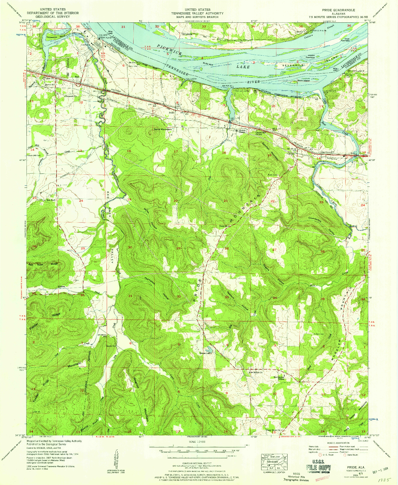 USGS 1:24000-SCALE QUADRANGLE FOR PRIDE, AL 1954