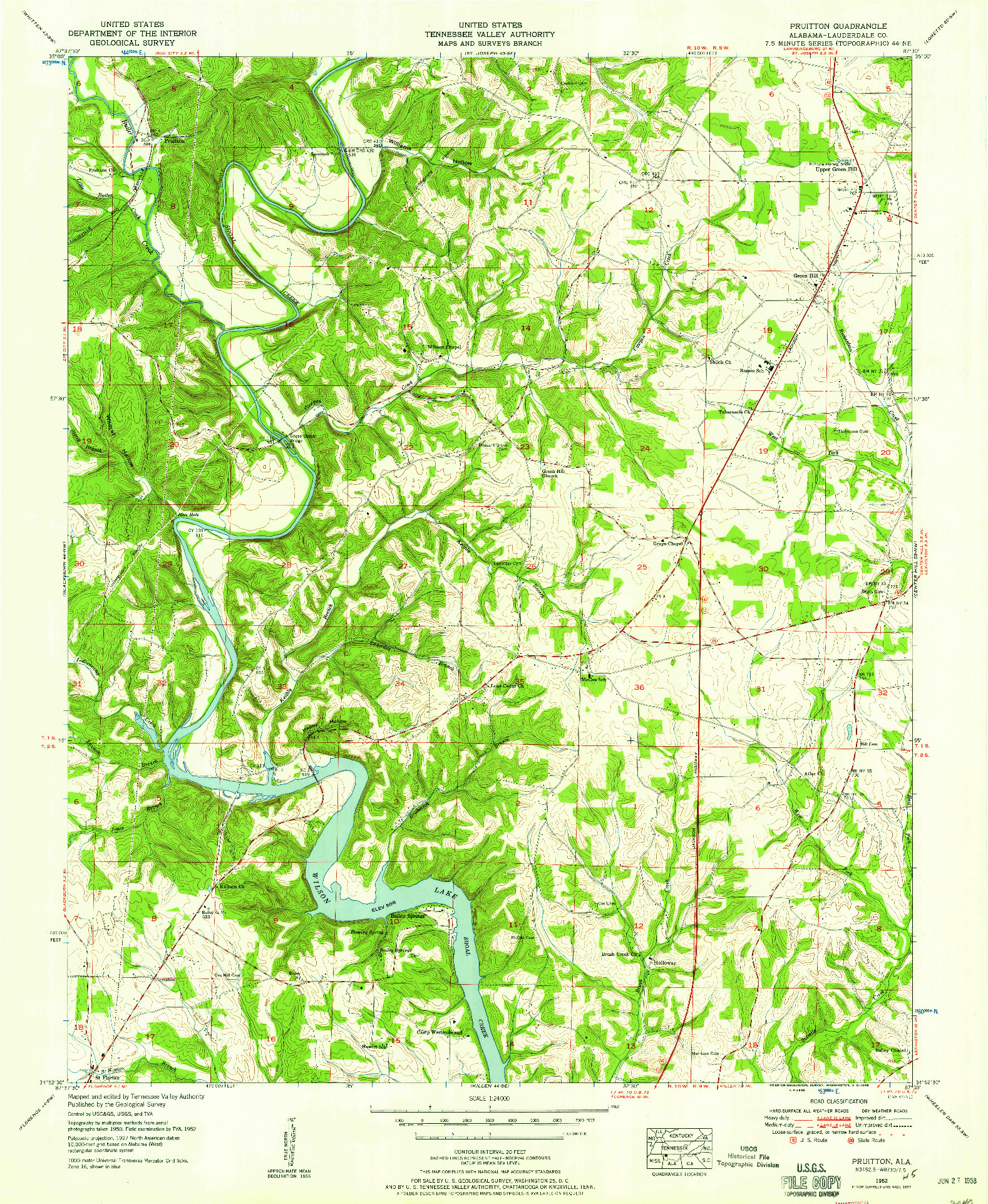 USGS 1:24000-SCALE QUADRANGLE FOR PRUITTON, AL 1952