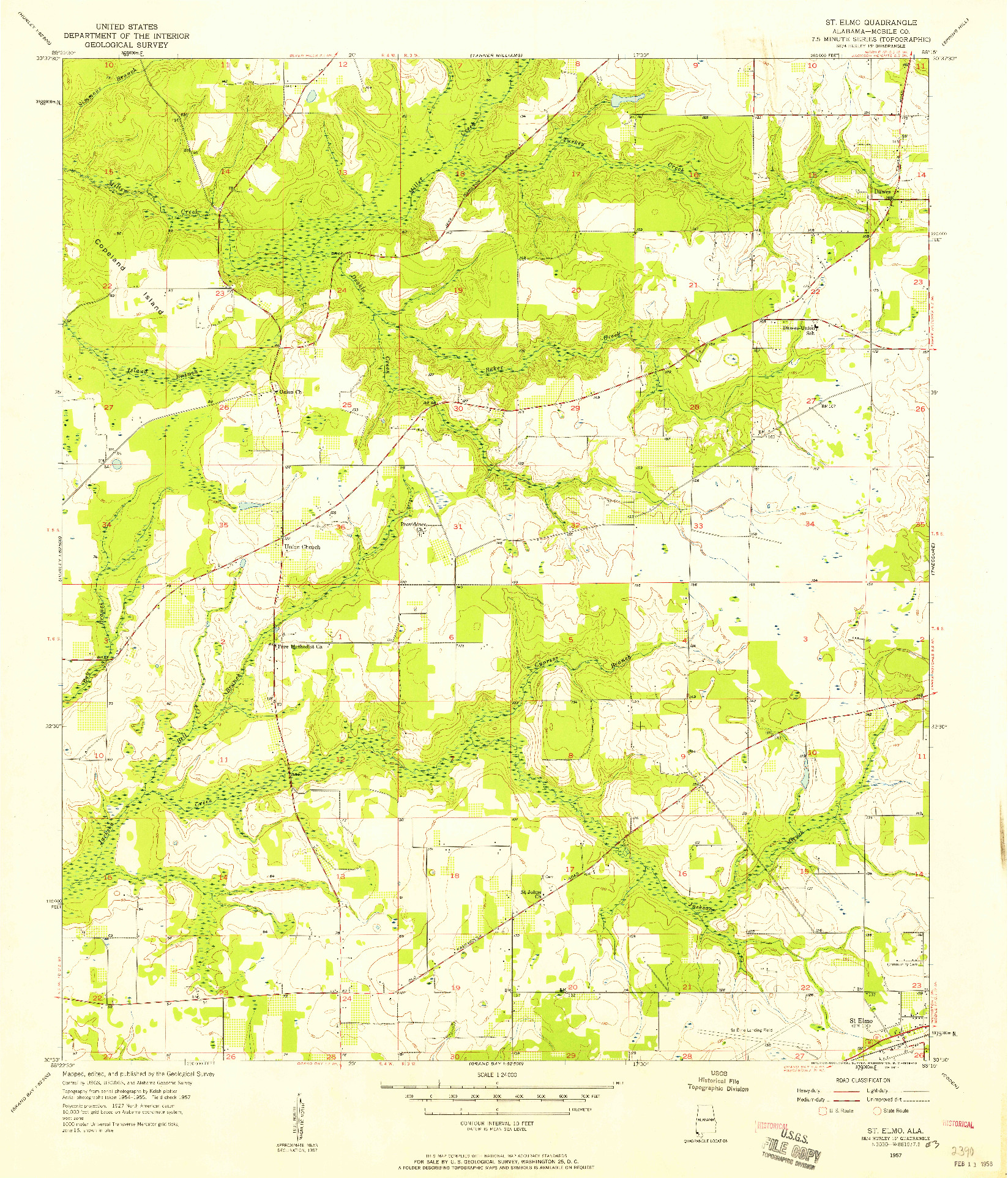 USGS 1:24000-SCALE QUADRANGLE FOR ST. ELMO, AL 1957