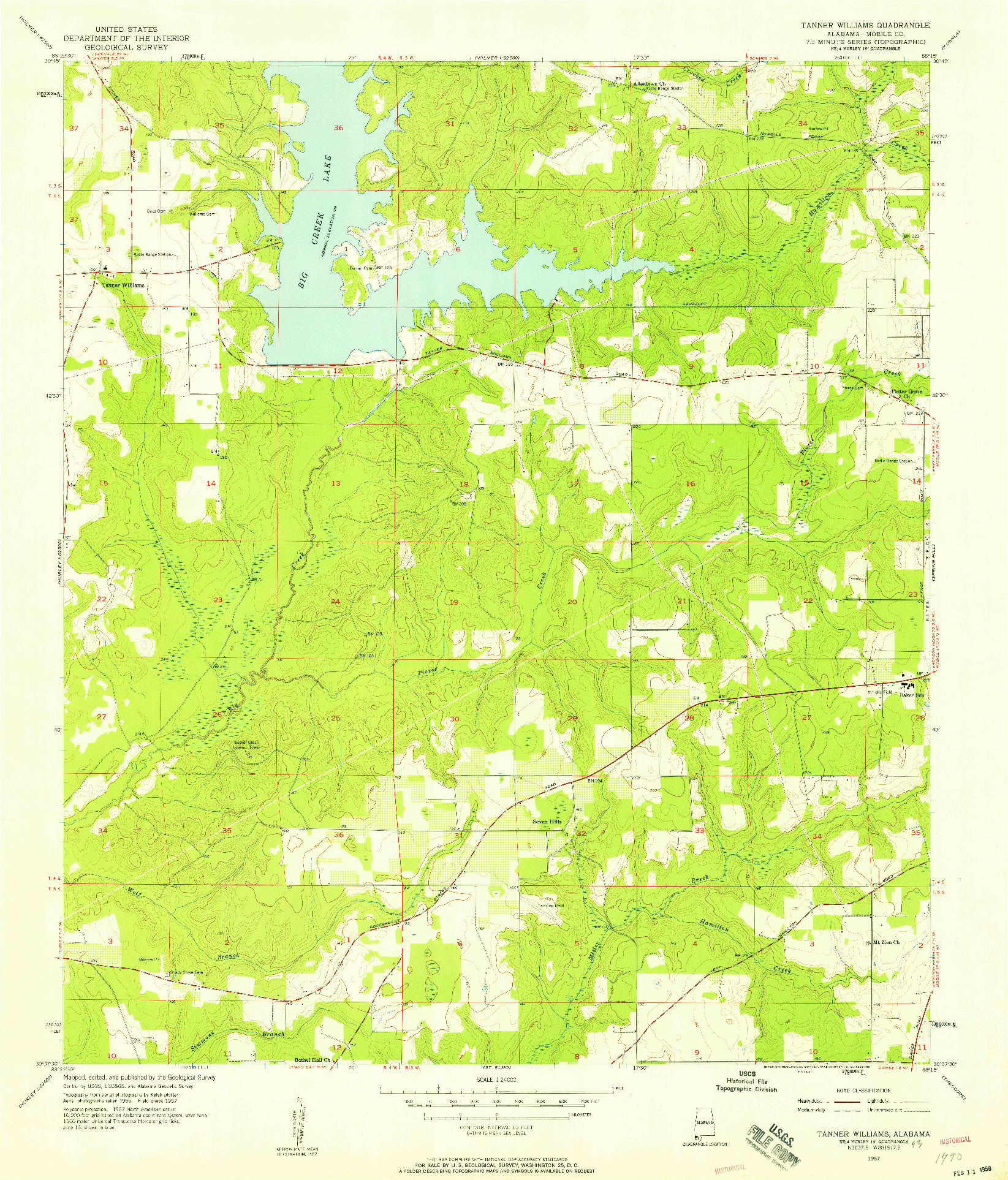 USGS 1:24000-SCALE QUADRANGLE FOR TANNER WILLIAMS, AL 1957