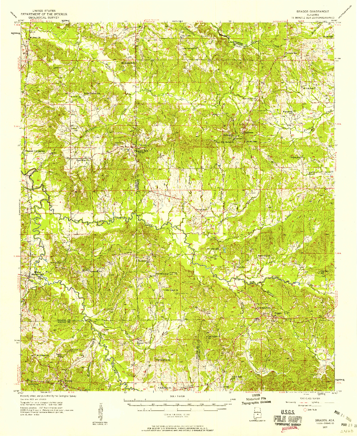 USGS 1:62500-SCALE QUADRANGLE FOR BRAGGS, AL 1957