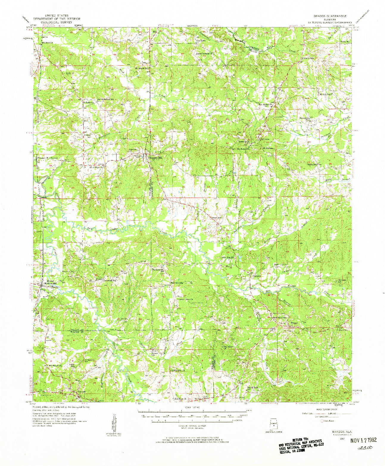 USGS 1:62500-SCALE QUADRANGLE FOR BRAGGS, AL 1957