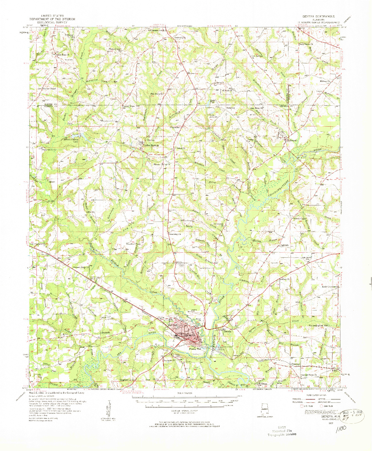 USGS 1:62500-SCALE QUADRANGLE FOR GENEVA, AL 1957