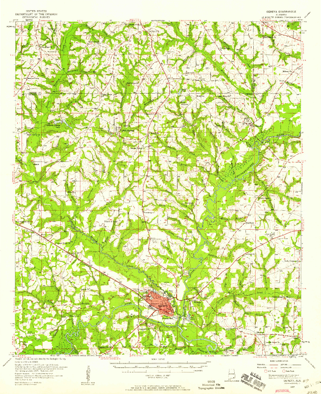 USGS 1:62500-SCALE QUADRANGLE FOR GENEVA, AL 1957