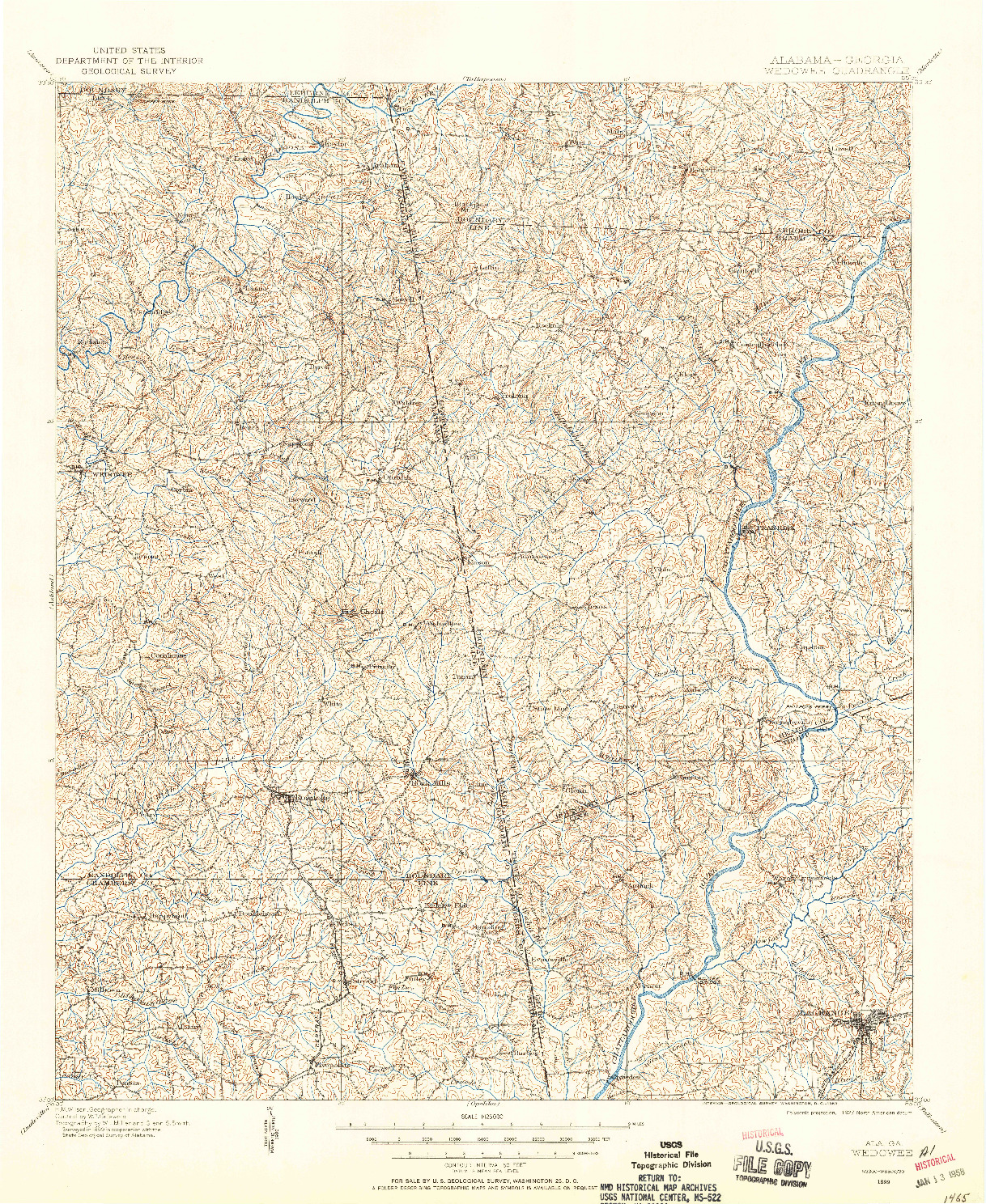 USGS 1:125000-SCALE QUADRANGLE FOR WEDOWEE, AL 1899