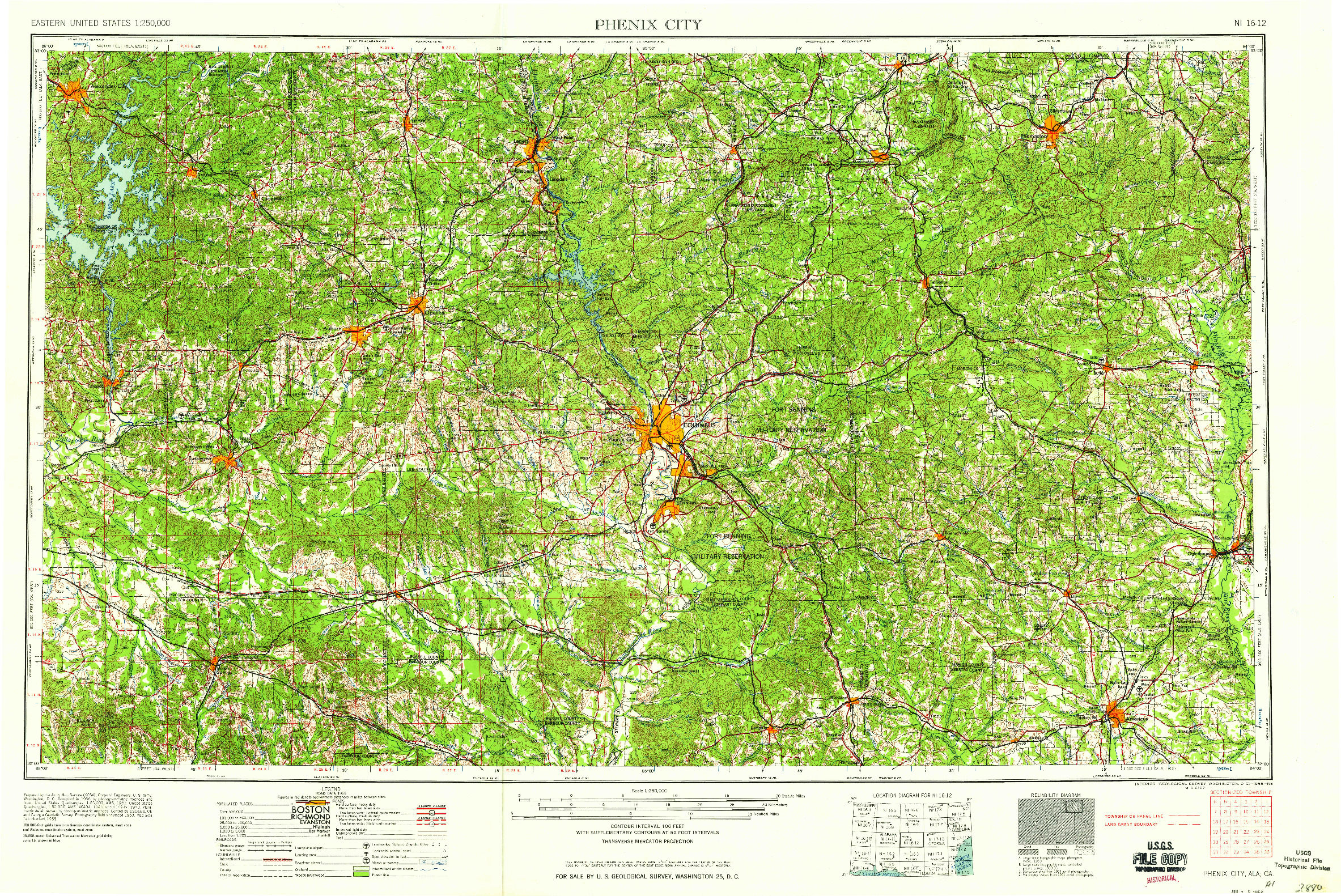 USGS 1:250000-SCALE QUADRANGLE FOR PHENIX CITY, AL 1958