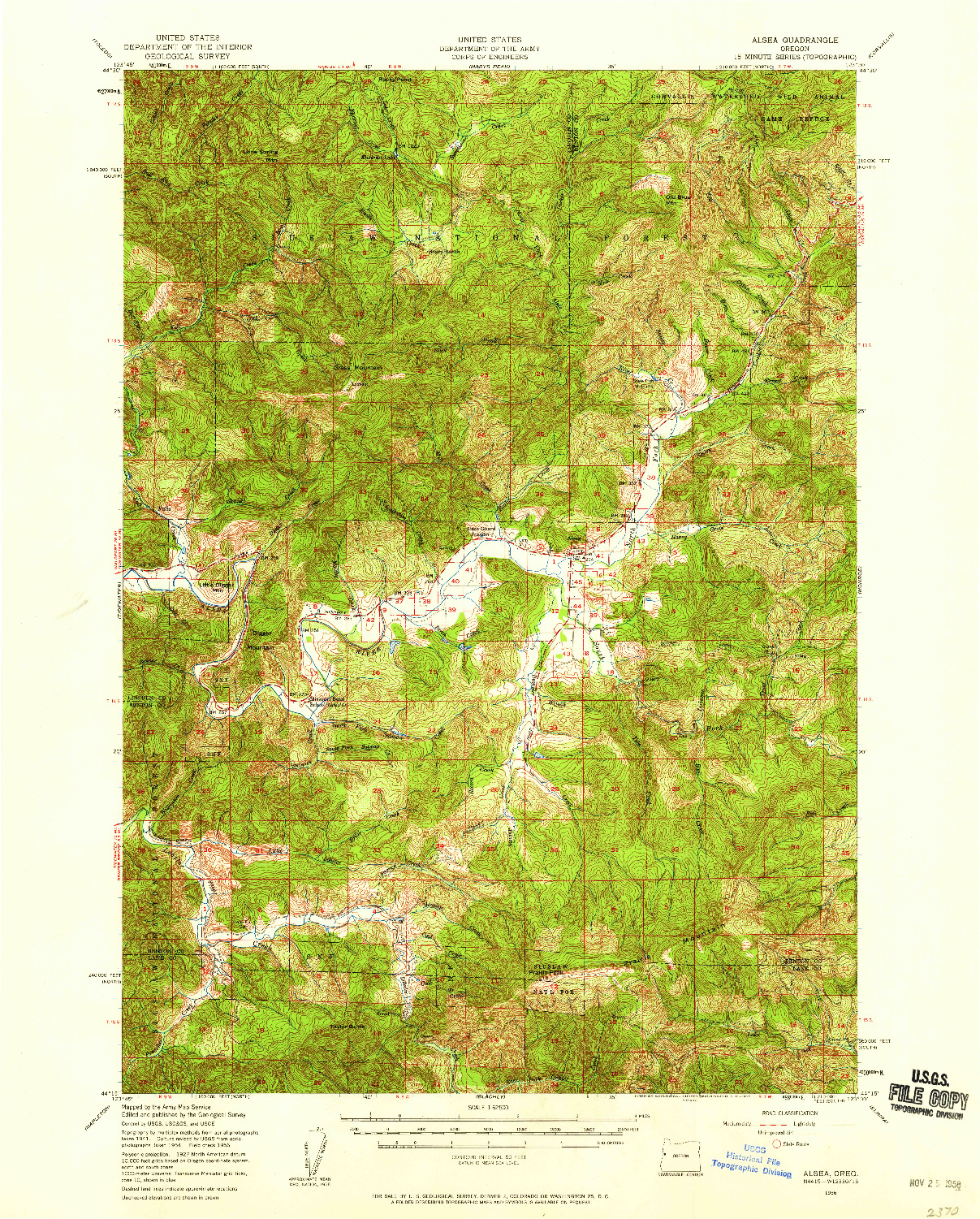 USGS 1:62500-SCALE QUADRANGLE FOR ALSEA, OR 1956