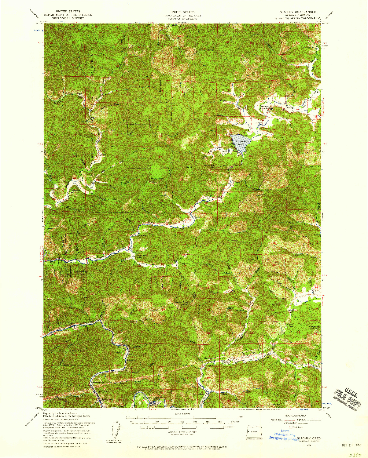 USGS 1:62500-SCALE QUADRANGLE FOR BLACHLY, OR 1956
