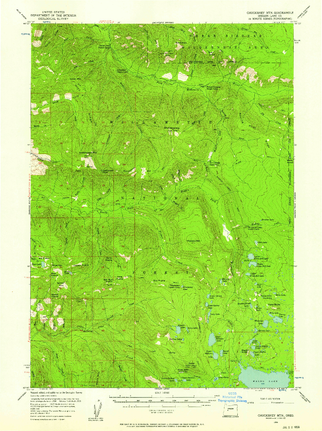 USGS 1:62500-SCALE QUADRANGLE FOR CHUCKSNEY MTN, OR 1955