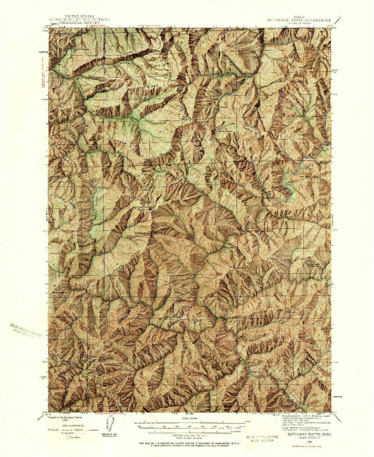 USGS 1:62500-SCALE QUADRANGLE FOR DUTCHMAN BUTTE, OR 1946