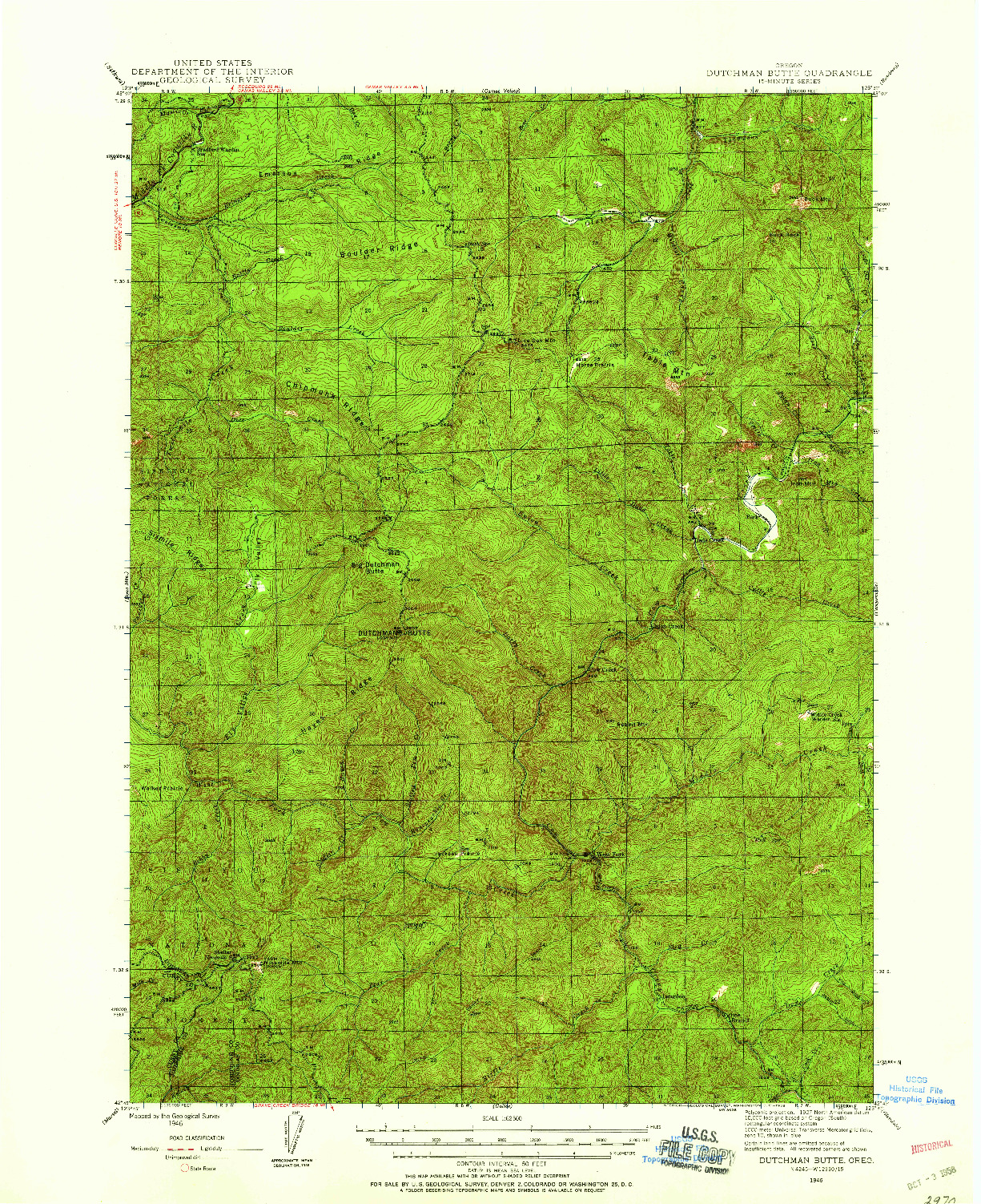 USGS 1:62500-SCALE QUADRANGLE FOR DUTCHMAN BUTTE, OR 1946