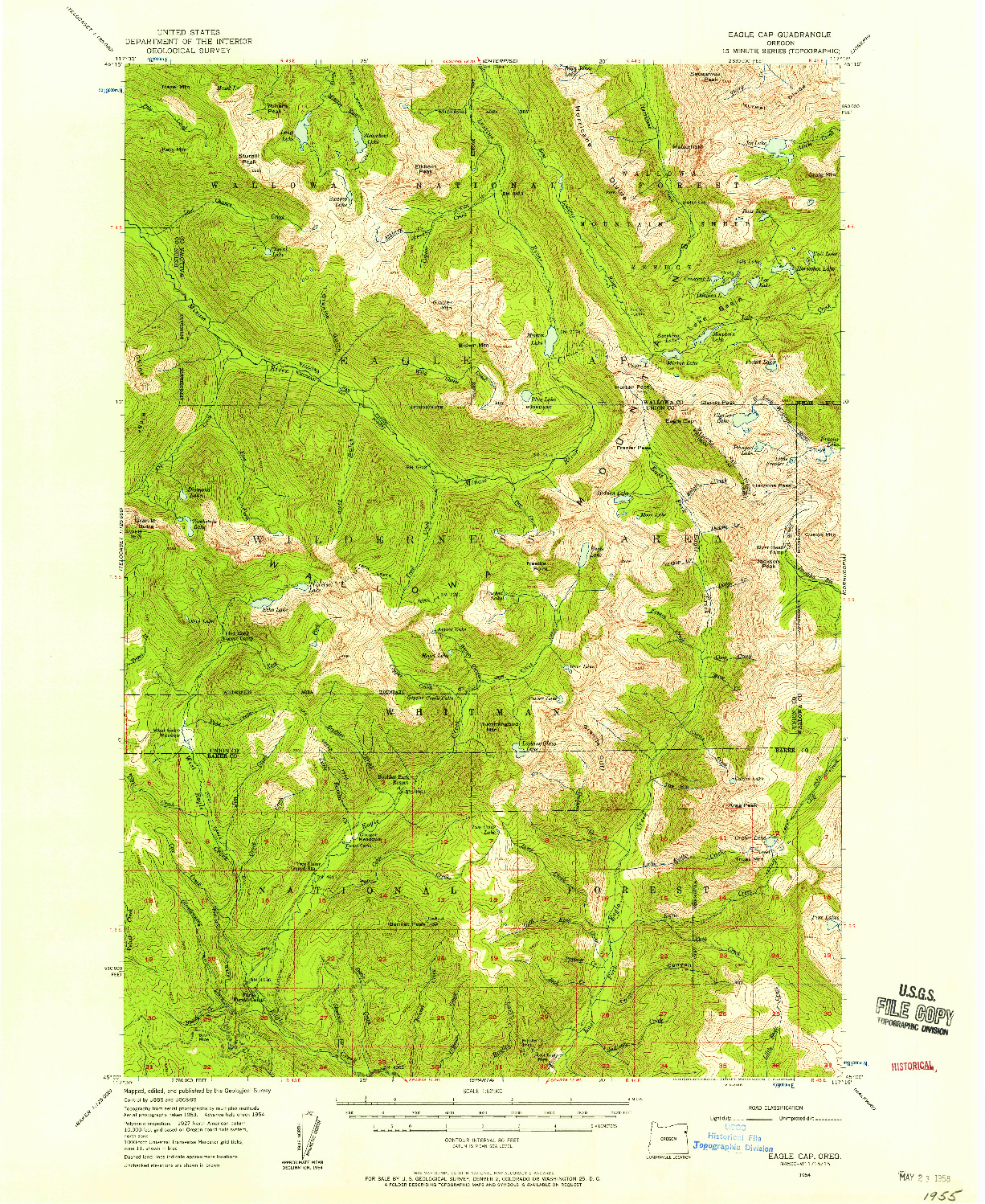 USGS 1:62500-SCALE QUADRANGLE FOR EAGLE CAP, OR 1954