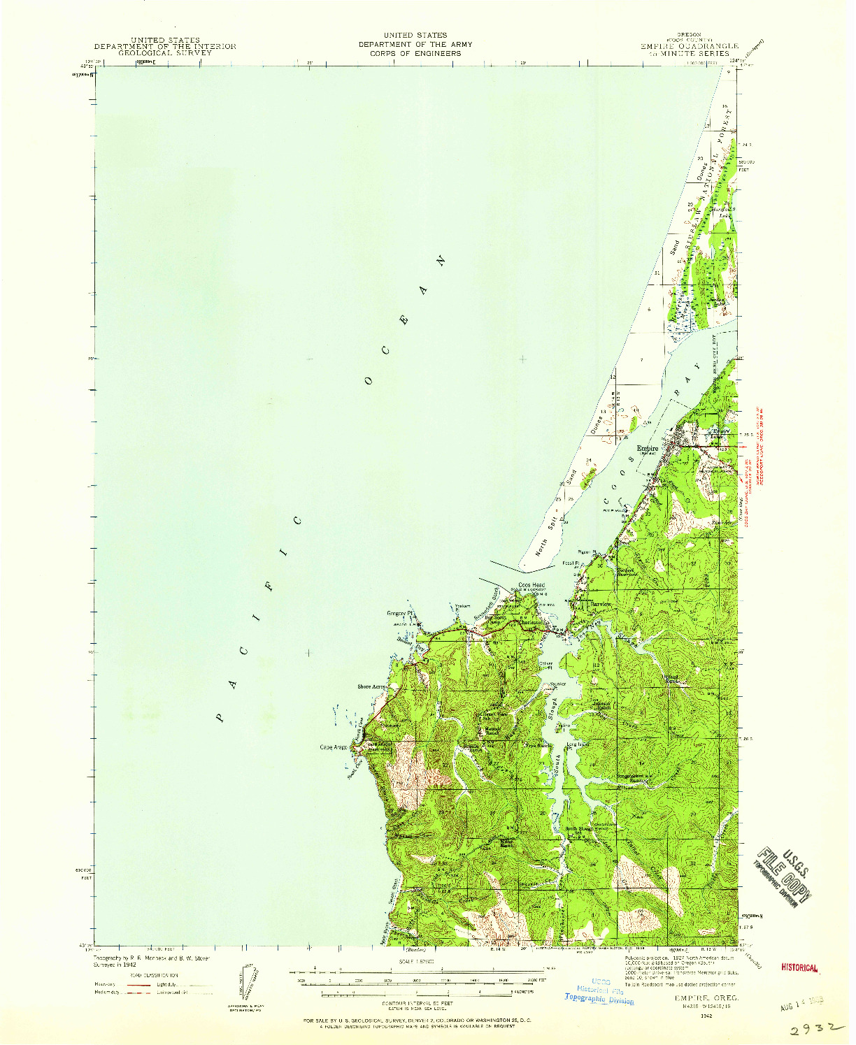 USGS 1:62500-SCALE QUADRANGLE FOR EMPIRE, OR 1942