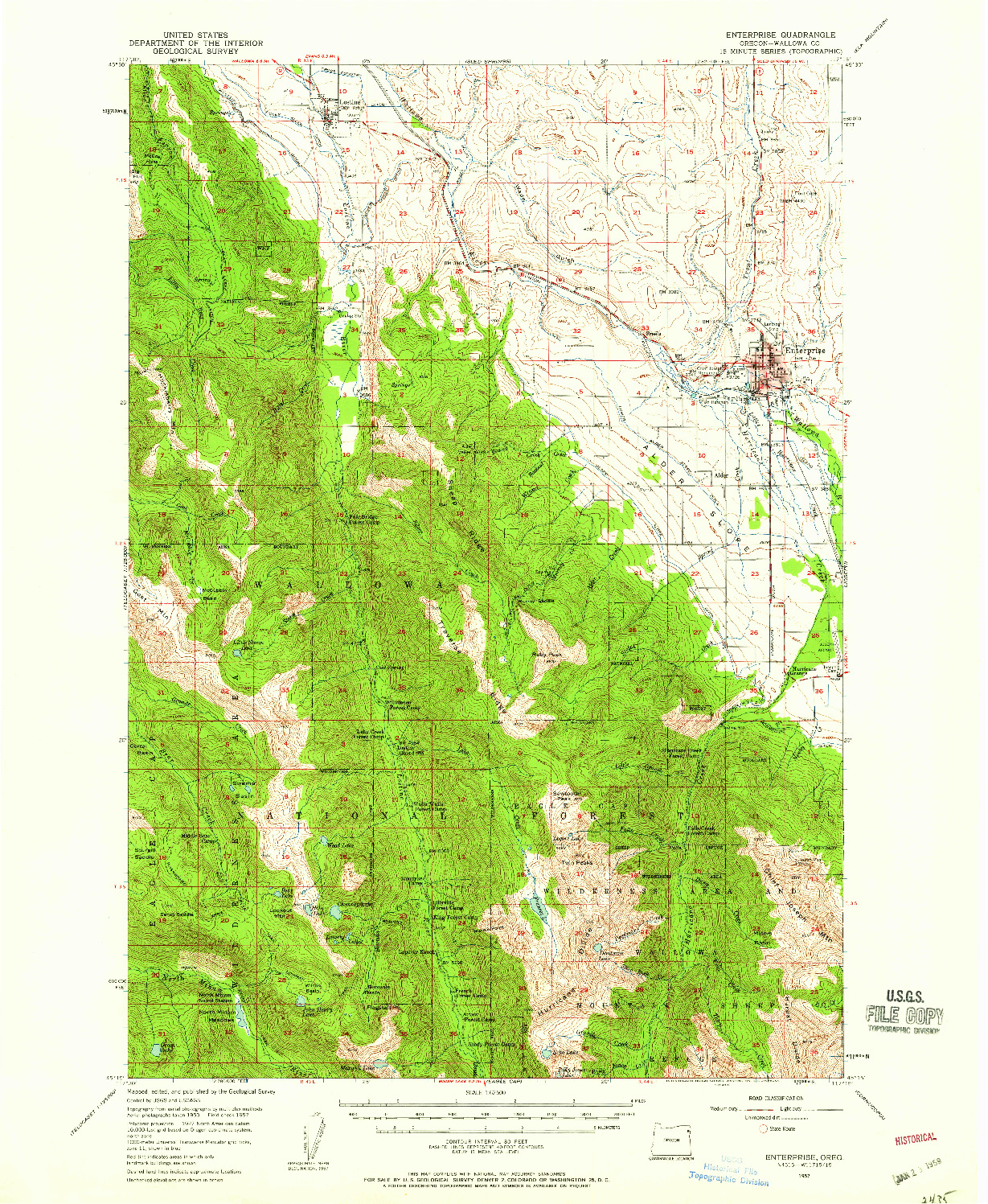 USGS 1:62500-SCALE QUADRANGLE FOR ENTERPRISE, OR 1957