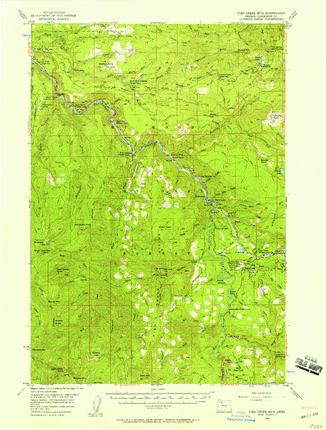 USGS 1:62500-SCALE QUADRANGLE FOR FISH CREEK MTN, OR 1956