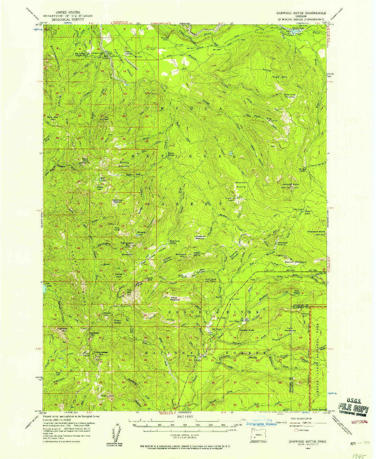 USGS 1:62500-SCALE QUADRANGLE FOR GARWOOD BUTTE, OR 1956