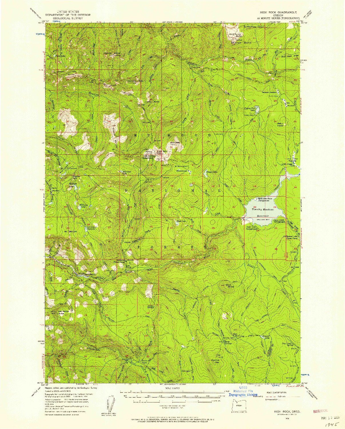 USGS 1:62500-SCALE QUADRANGLE FOR HIGH ROCK, OR 1956