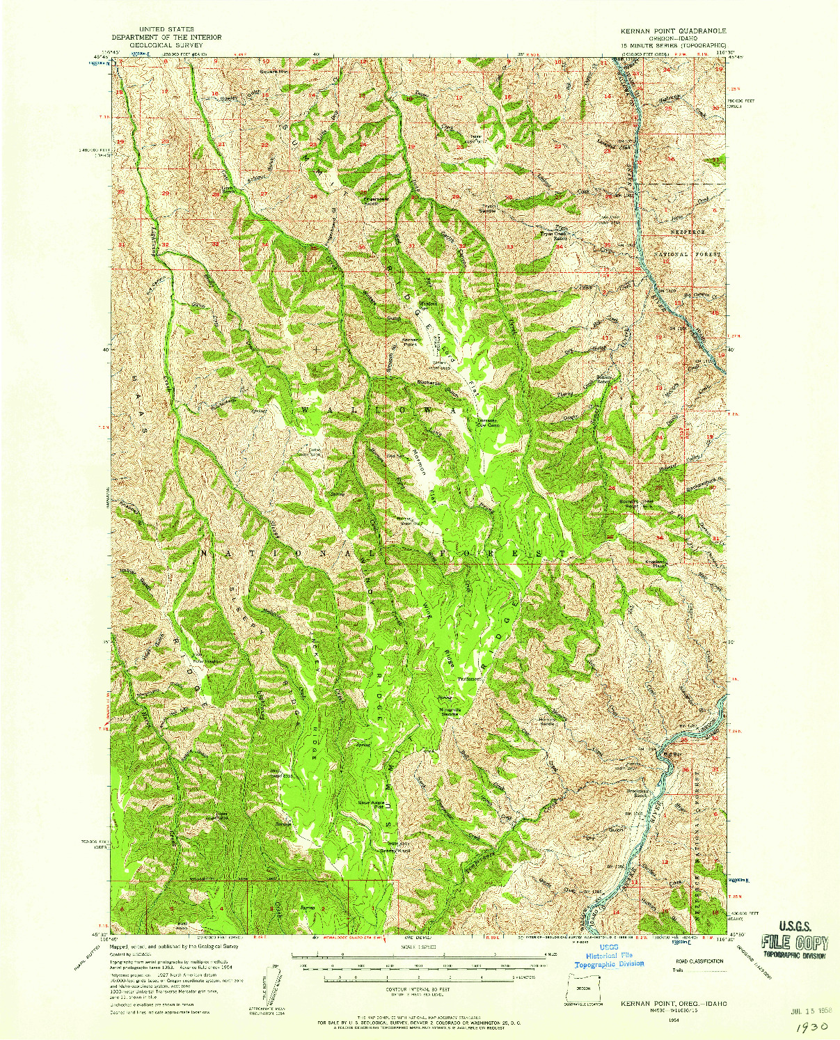 USGS 1:62500-SCALE QUADRANGLE FOR KERNAN POINT, OR 1954