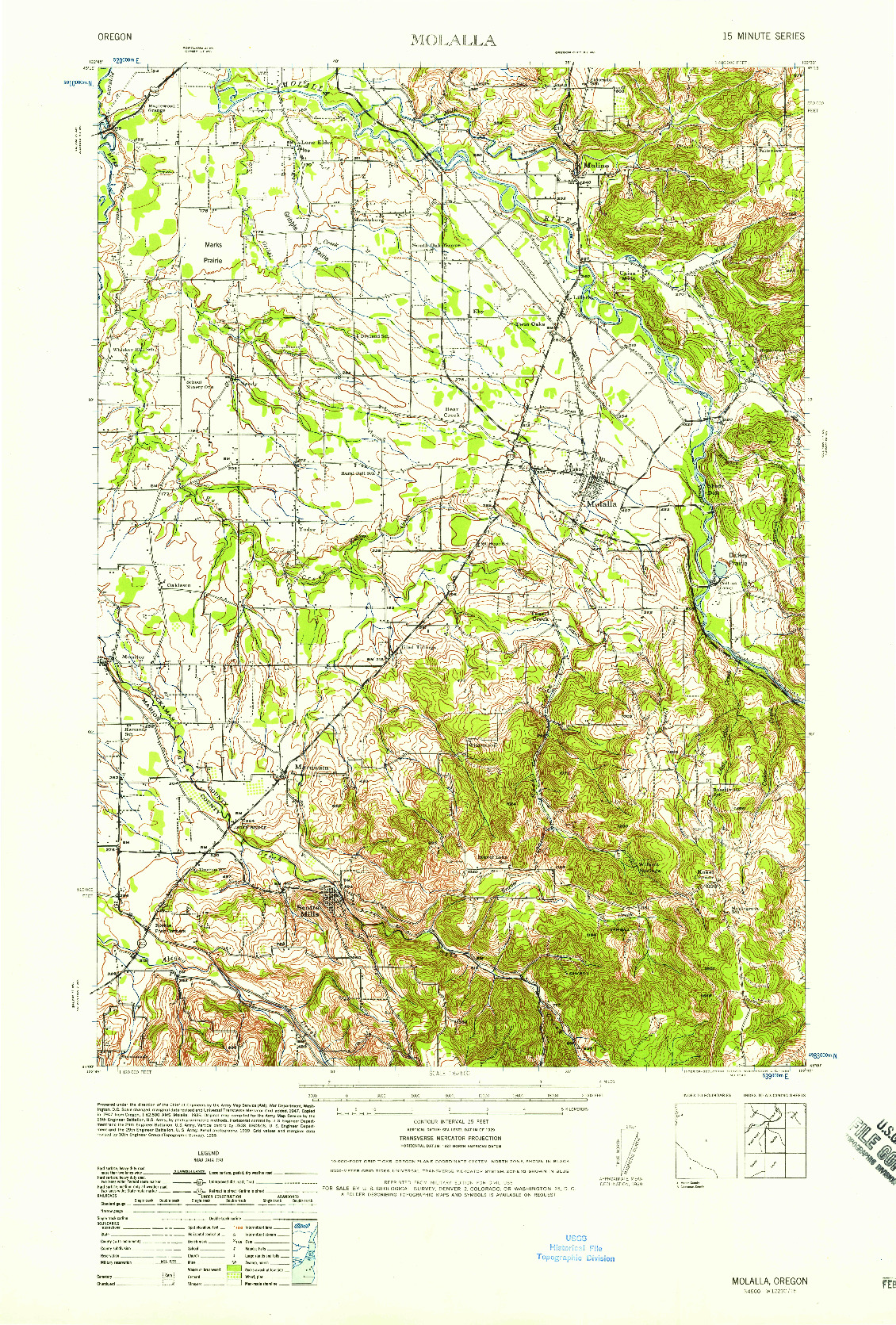 USGS 1:62500-SCALE QUADRANGLE FOR MOLALLA, OR 1939