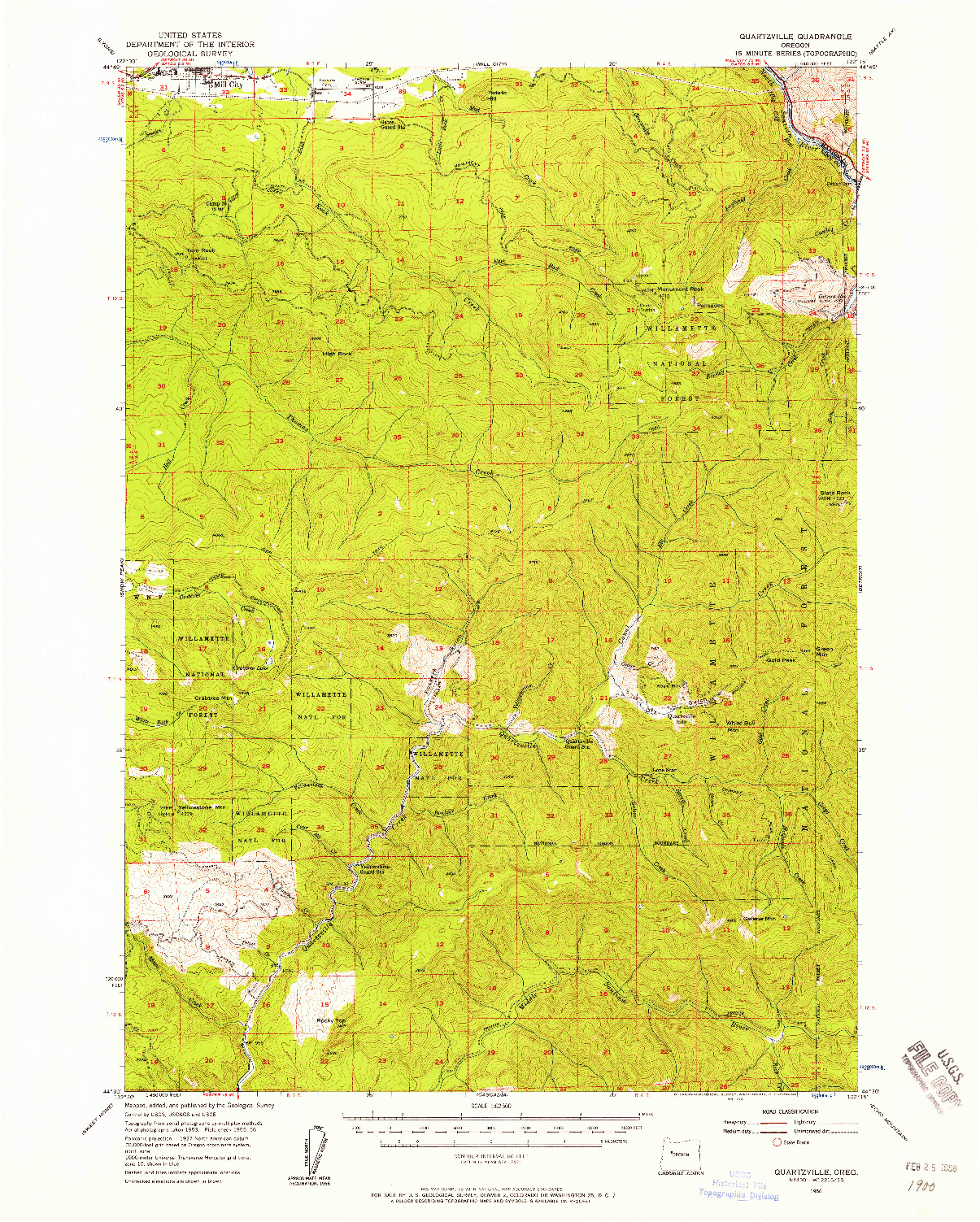 USGS 1:62500-SCALE QUADRANGLE FOR QUARTZVILLE, OR 1956