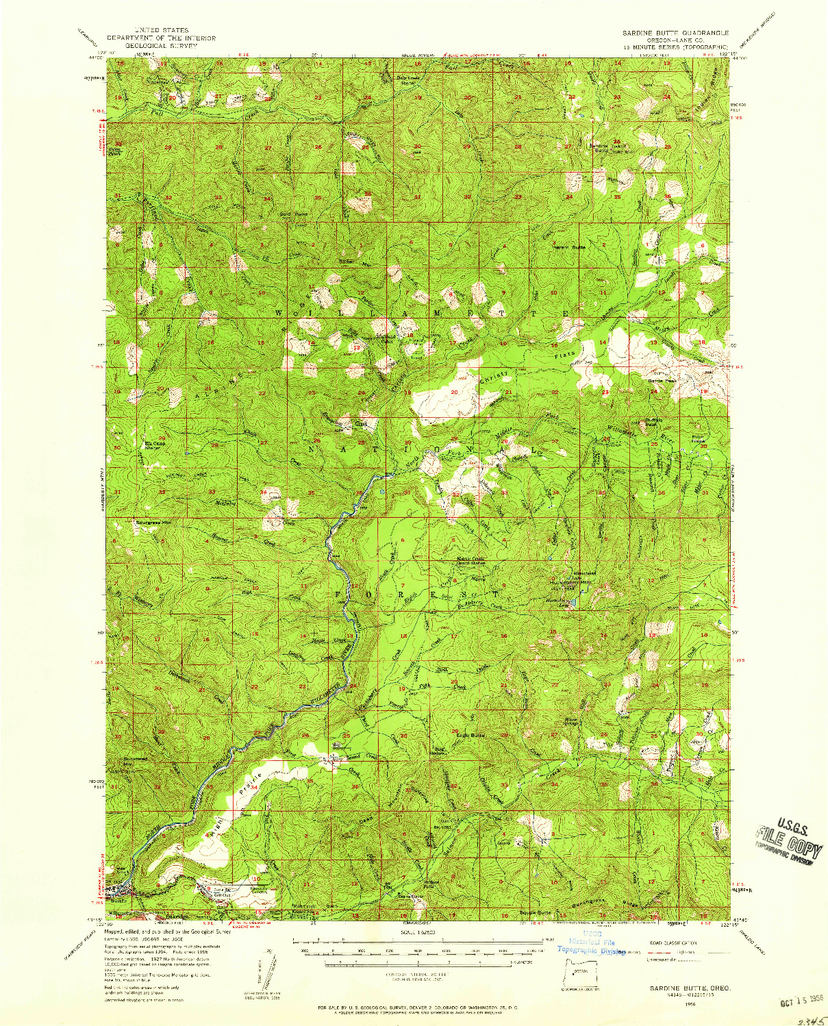 USGS 1:62500-SCALE QUADRANGLE FOR SARDINE BUTTE, OR 1956