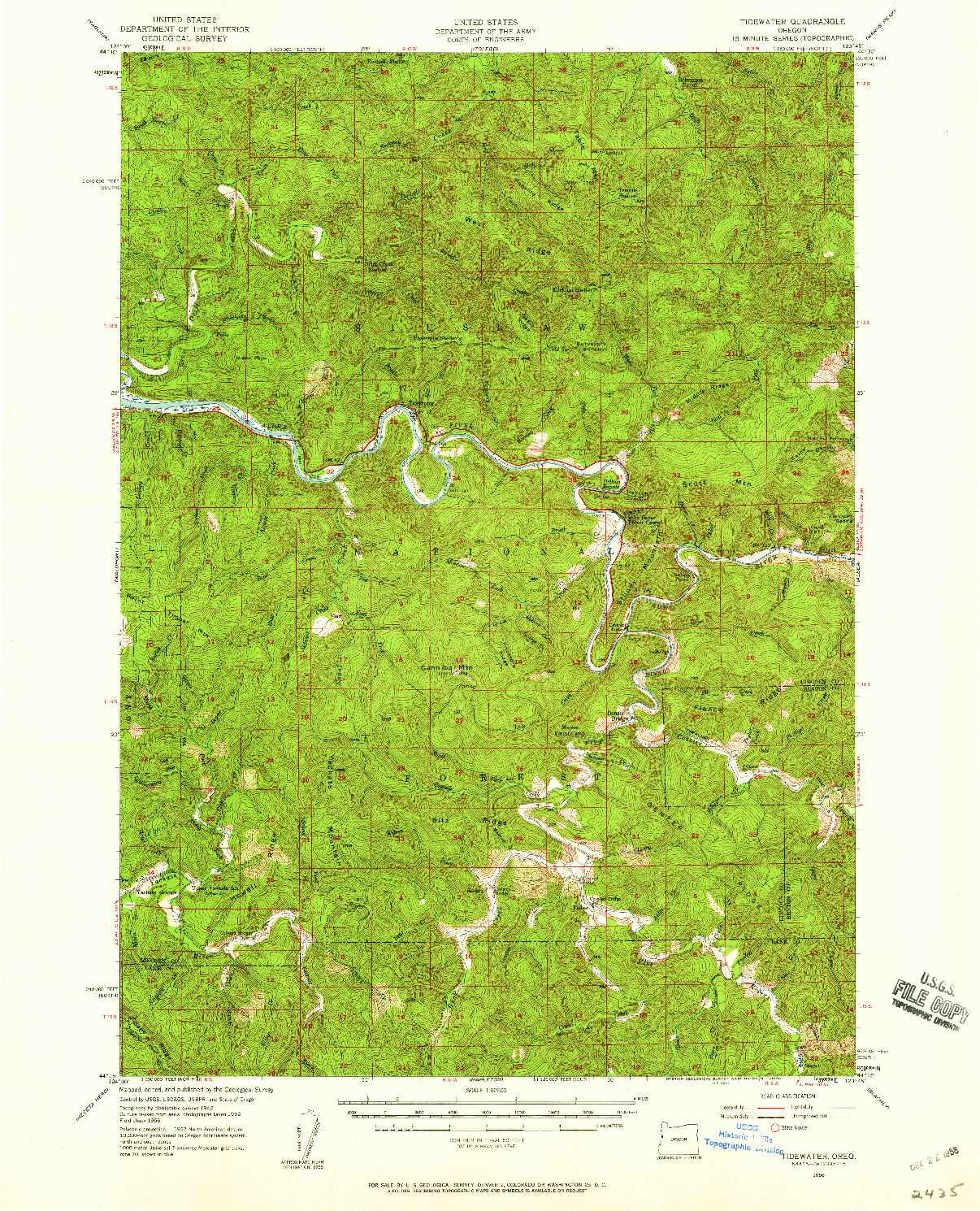 USGS 1:62500-SCALE QUADRANGLE FOR TIDEWATER, OR 1956