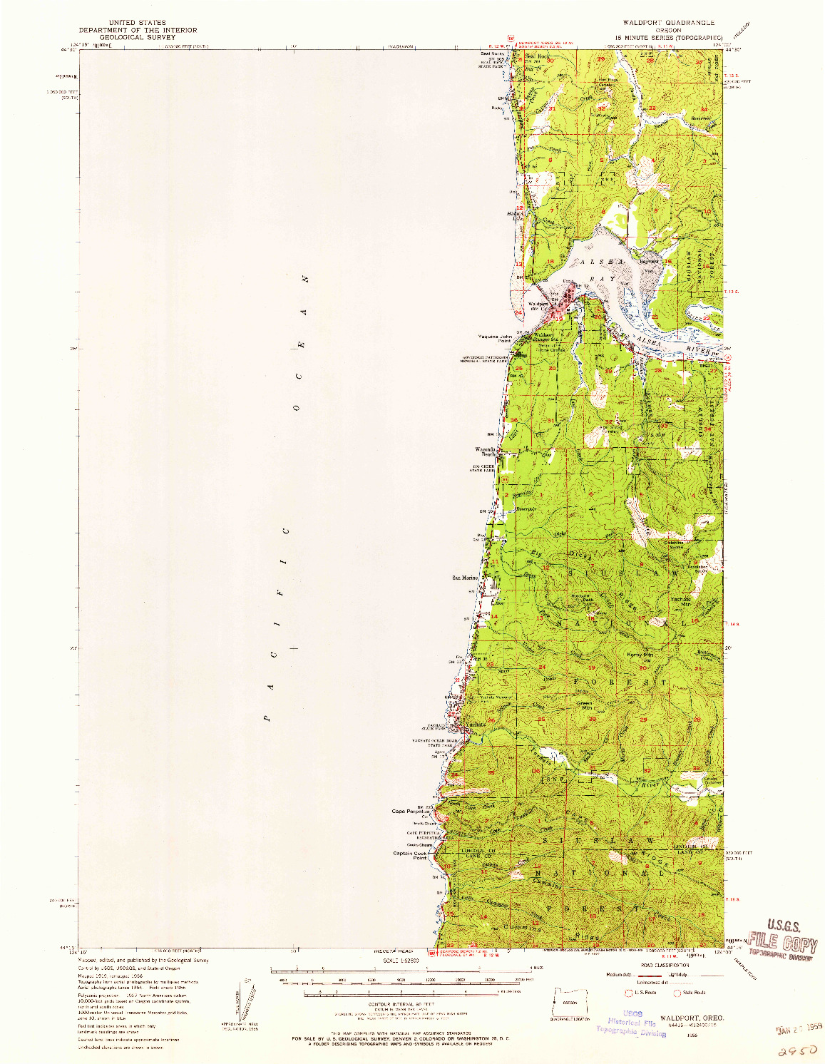 USGS 1:62500-SCALE QUADRANGLE FOR WALDPORT, OR 1956