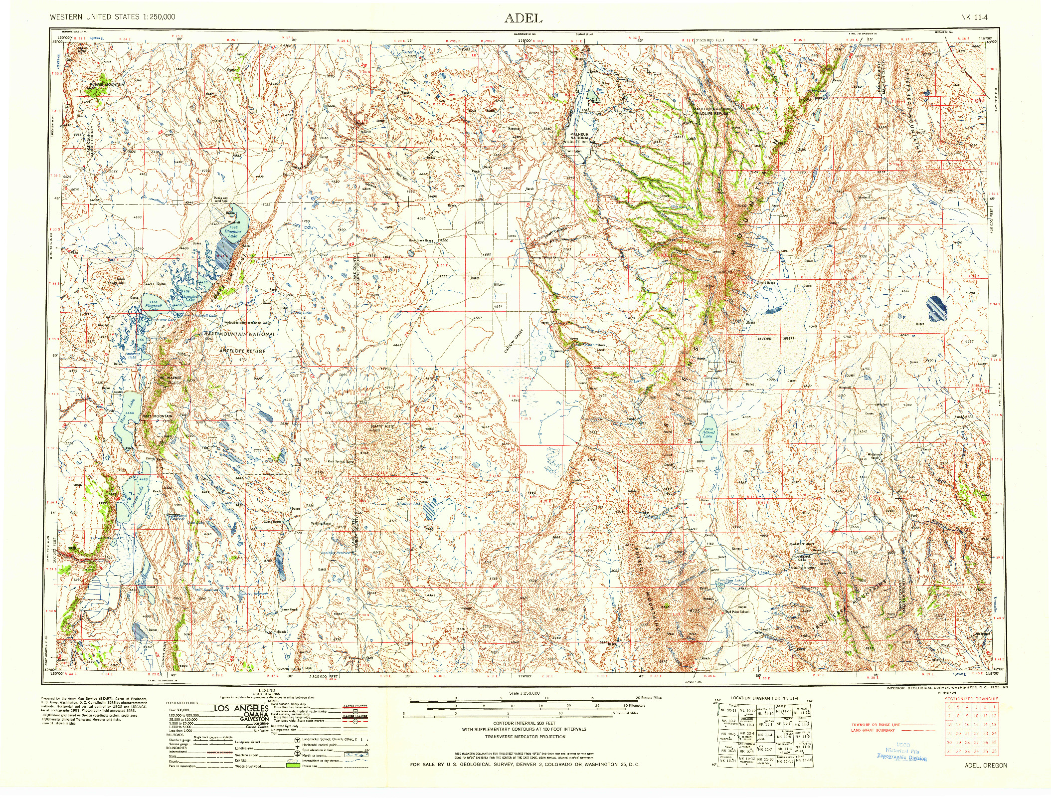 USGS 1:250000-SCALE QUADRANGLE FOR ADEL, OR 1958