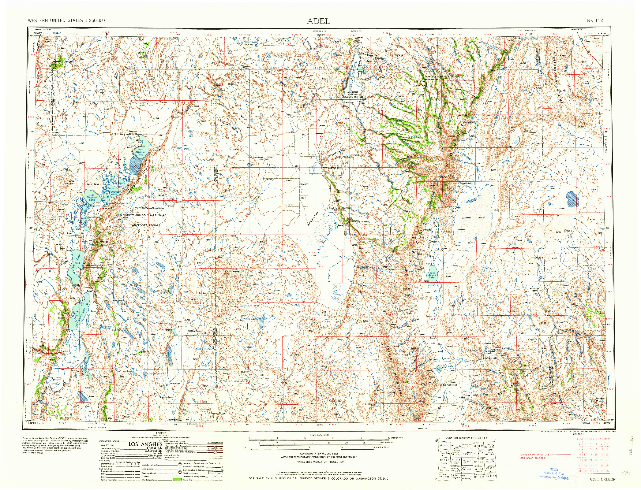 USGS 1:250000-SCALE QUADRANGLE FOR ADEL, OR 1958